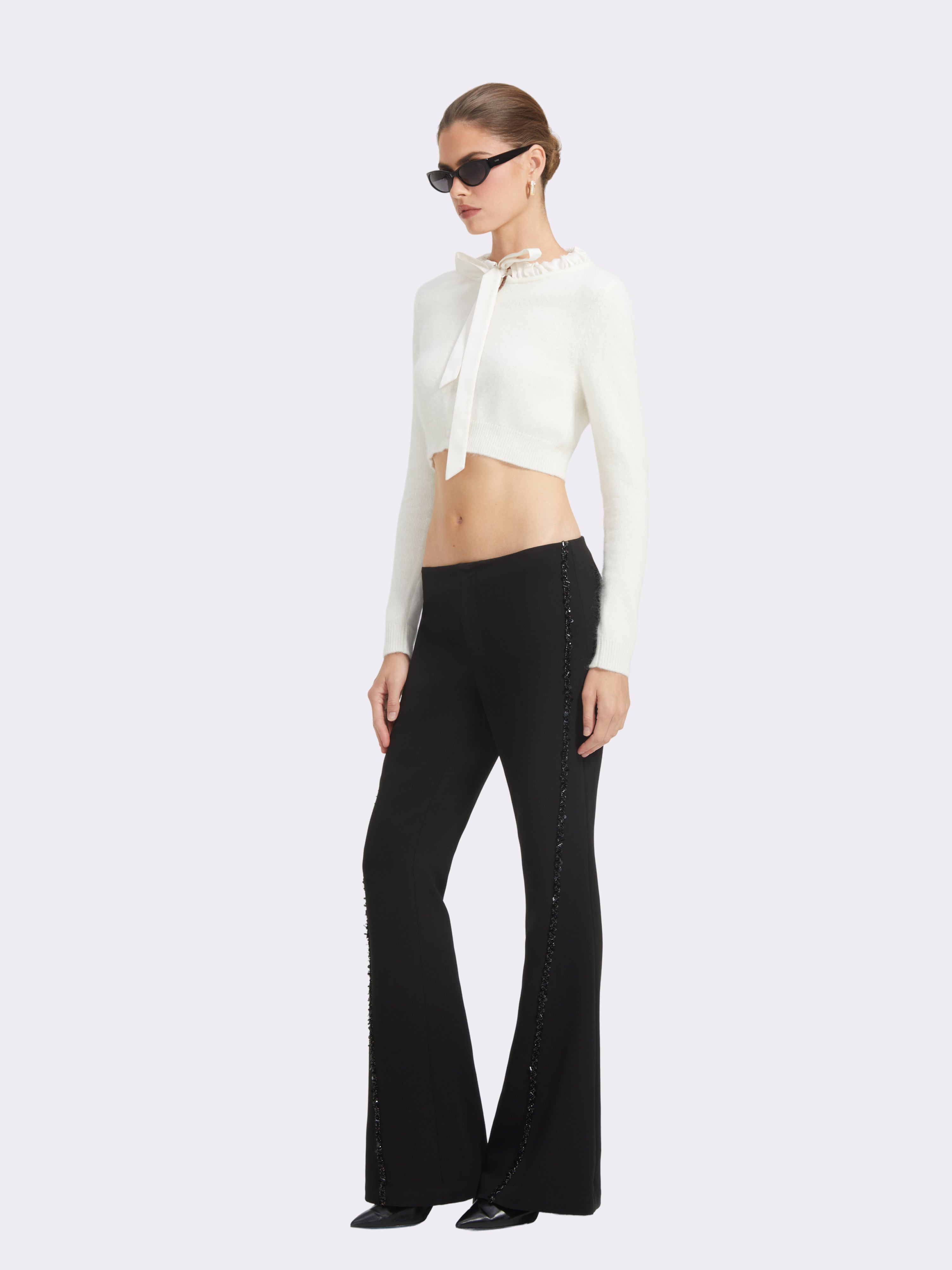 Loulou Bow-Collar White Cardigan