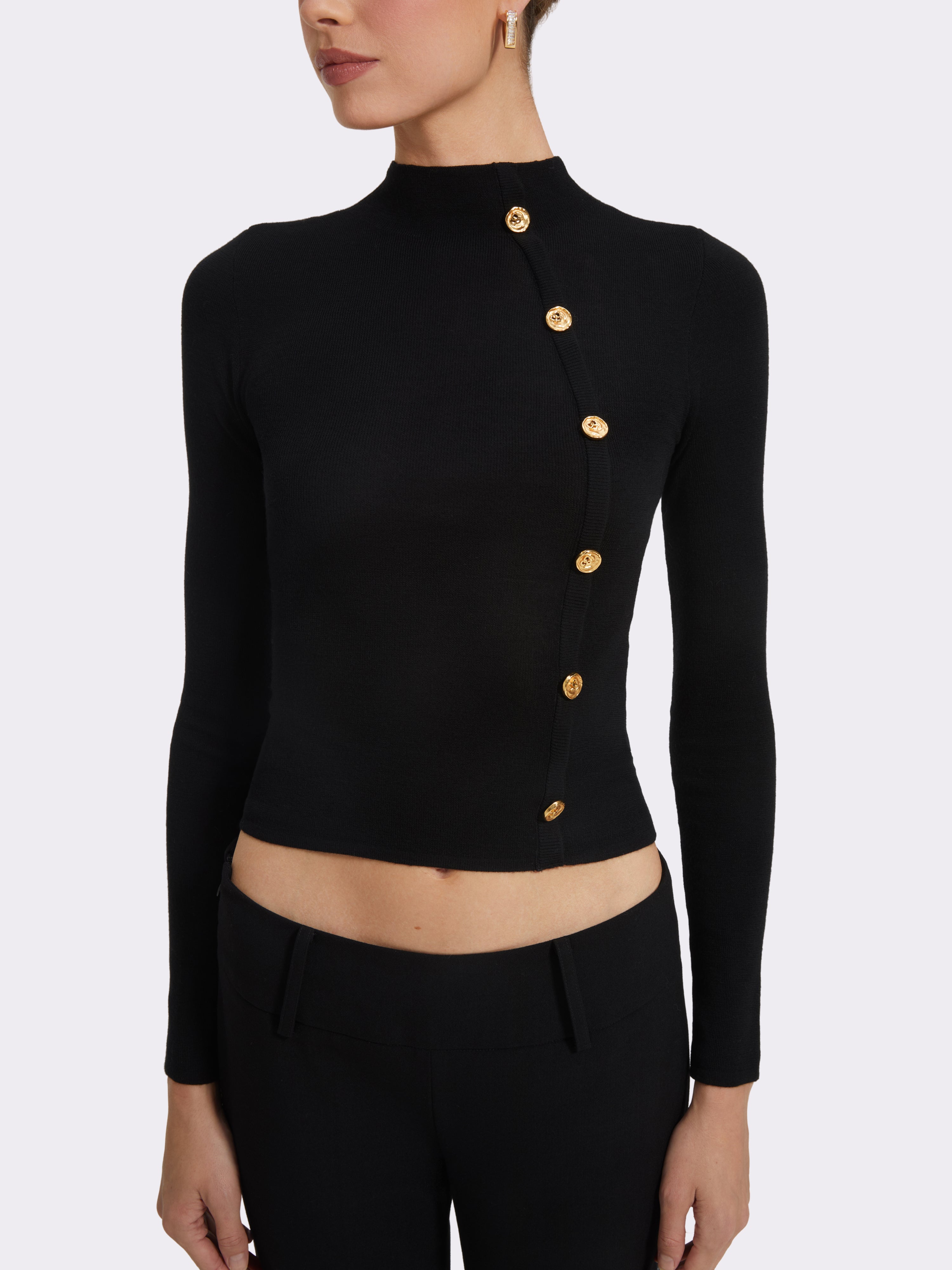 Sloane Gold-Button Black Top