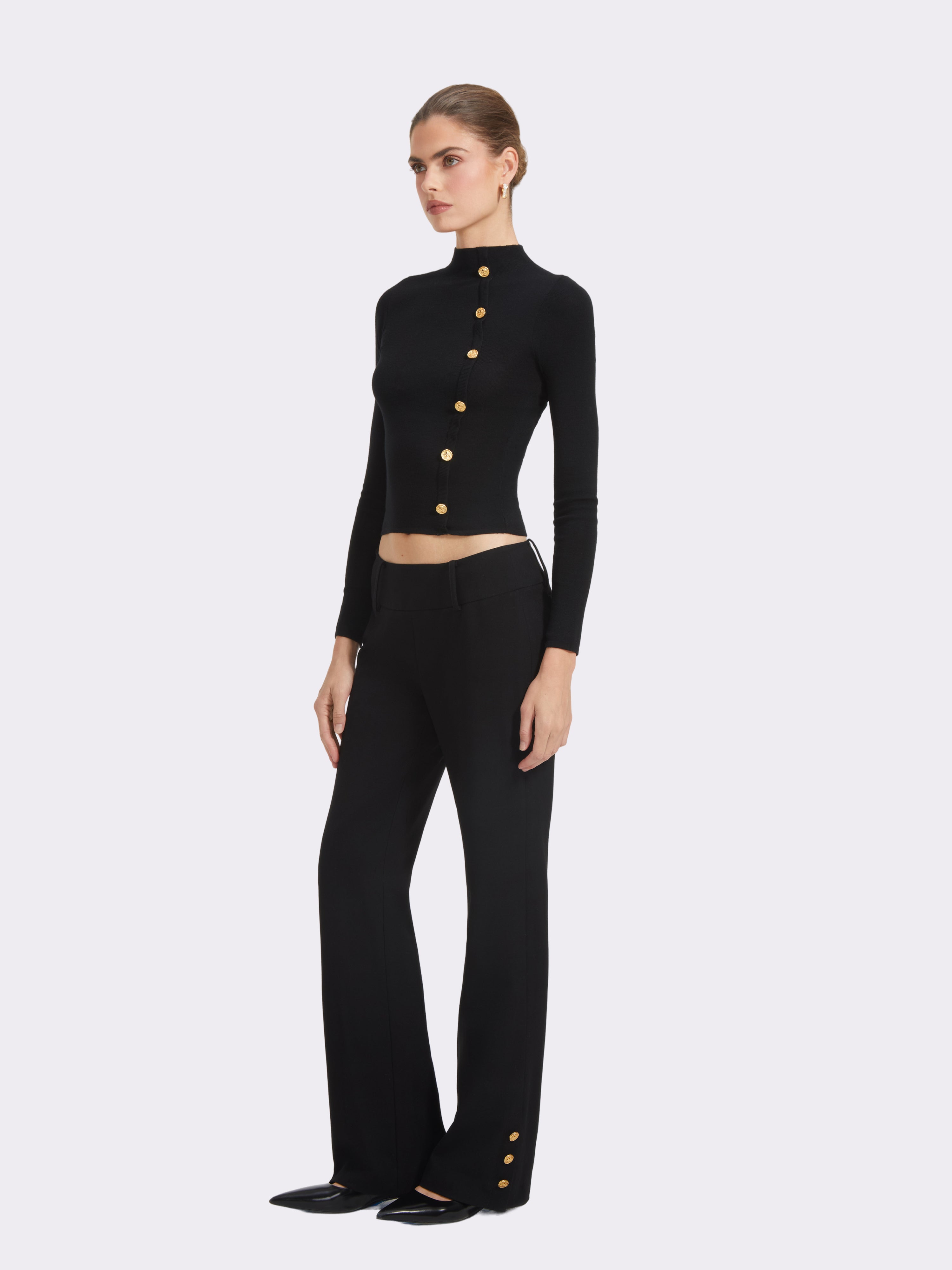 Sloane Gold-Button Black Top