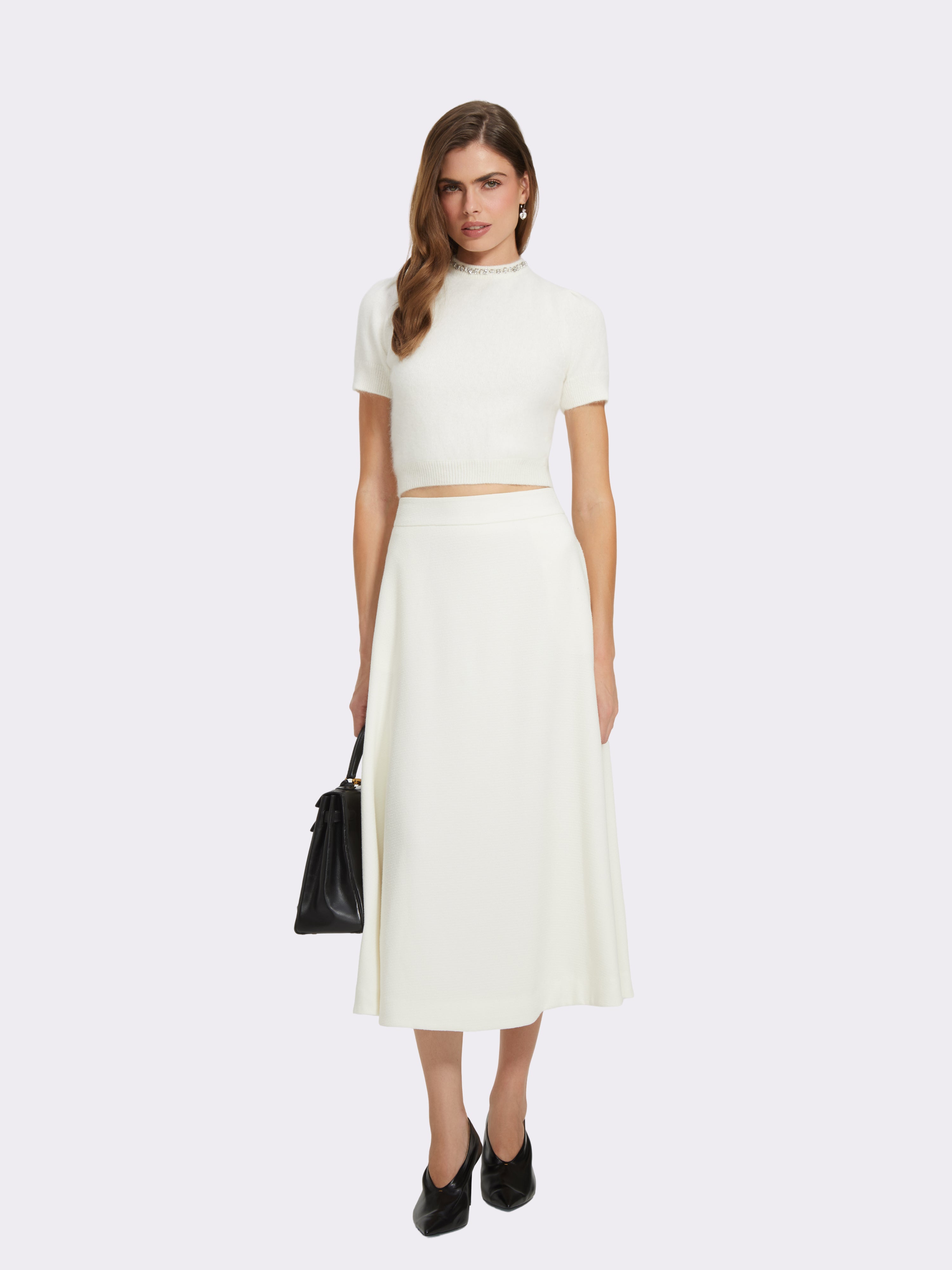 Evelina Bow Back White Knit Top