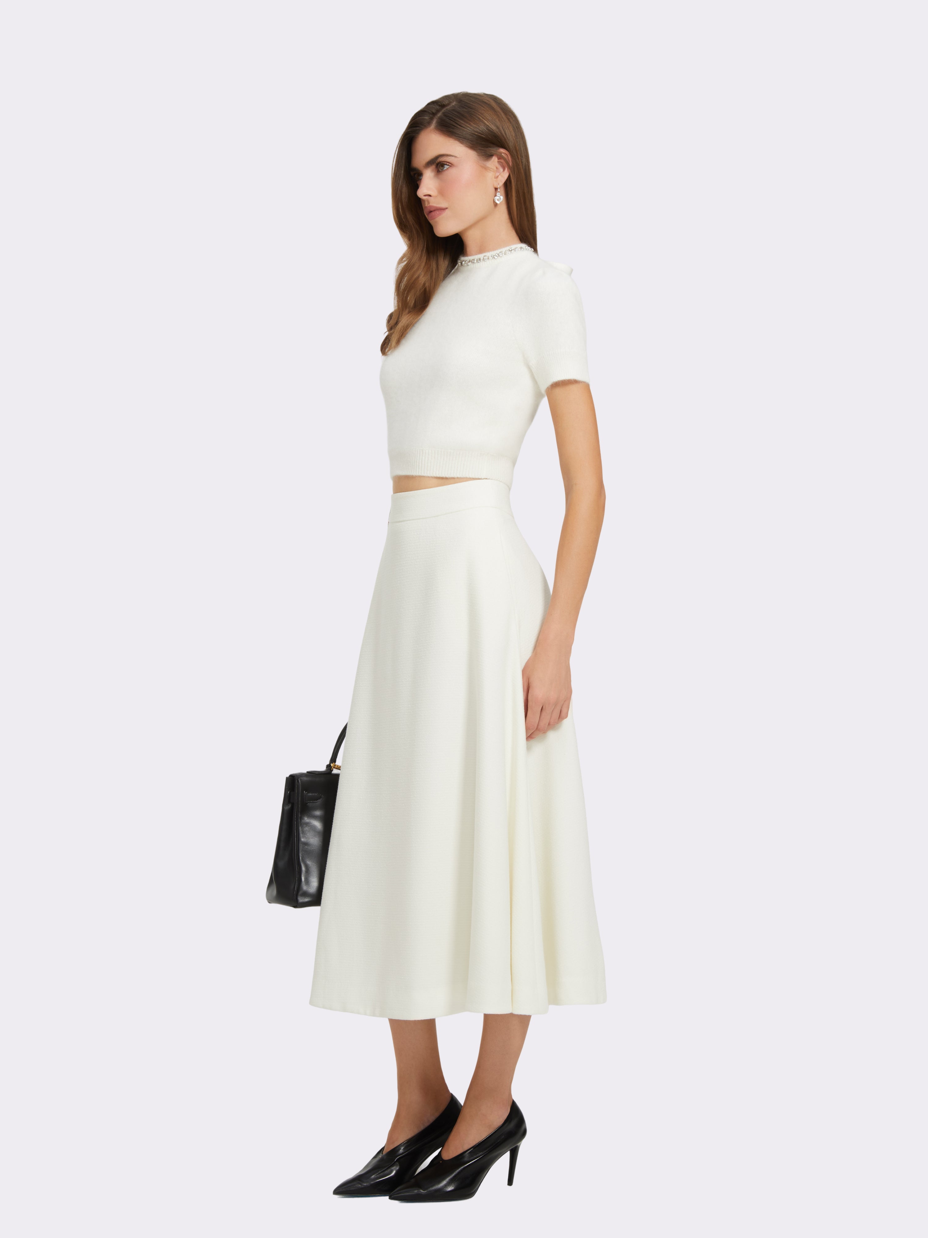 Evelina Bow Back White Knit Top