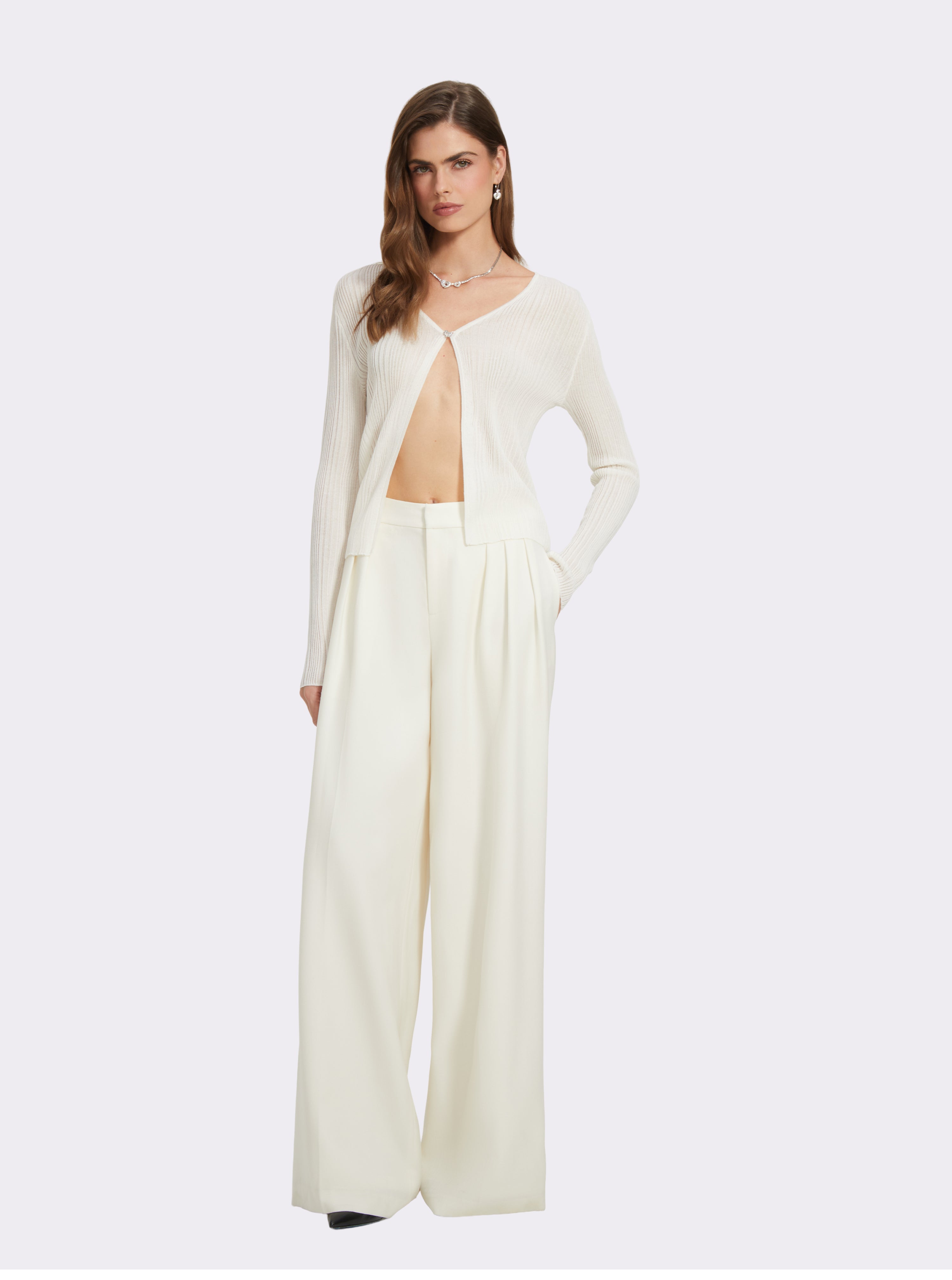 Maisie Heart-Button Off White Cardigan