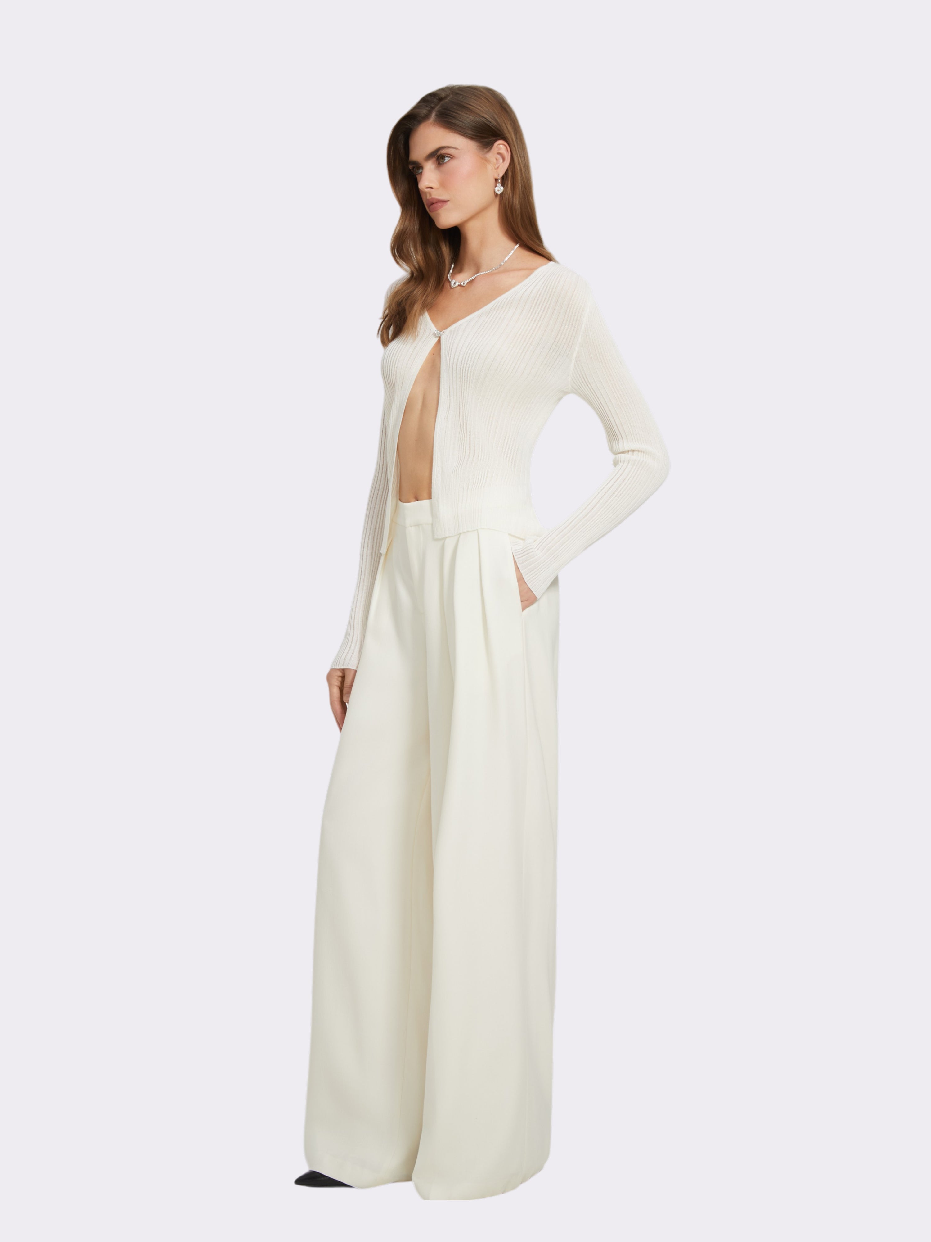 Maisie Heart-Button Off White Cardigan