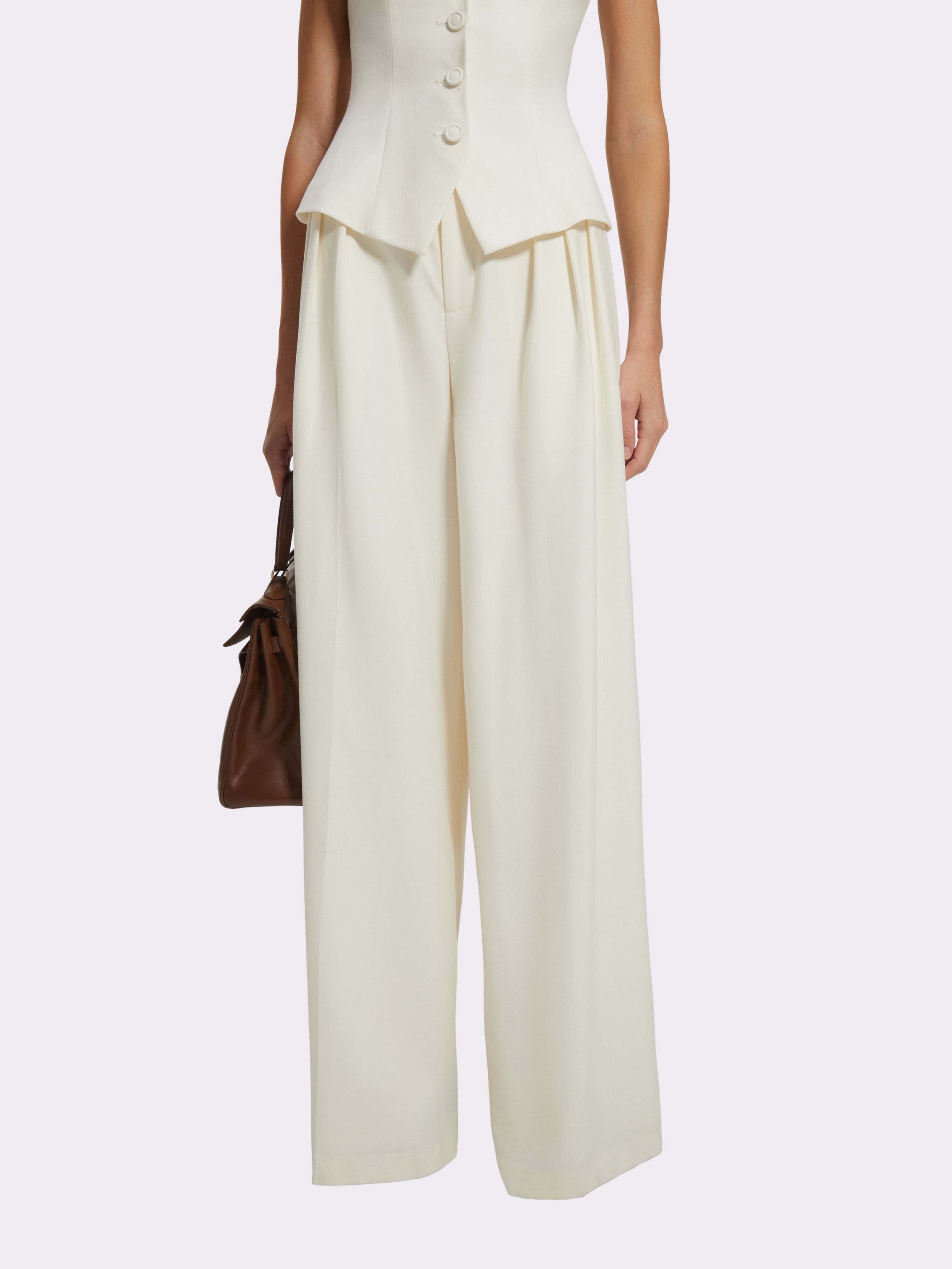 Minnie Pleated White Trousers