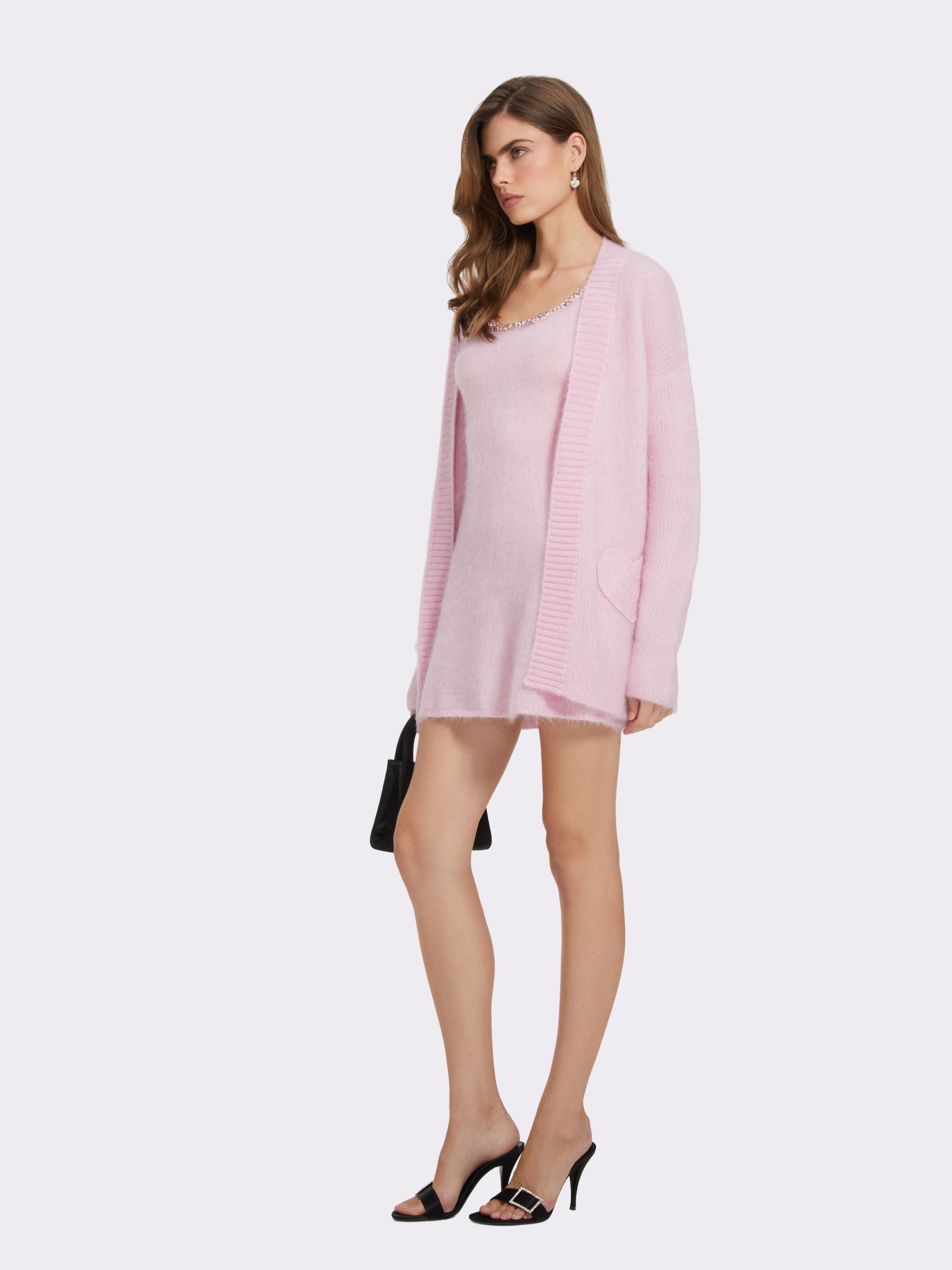 Sasha Heart-Pocket Pink Cardigan