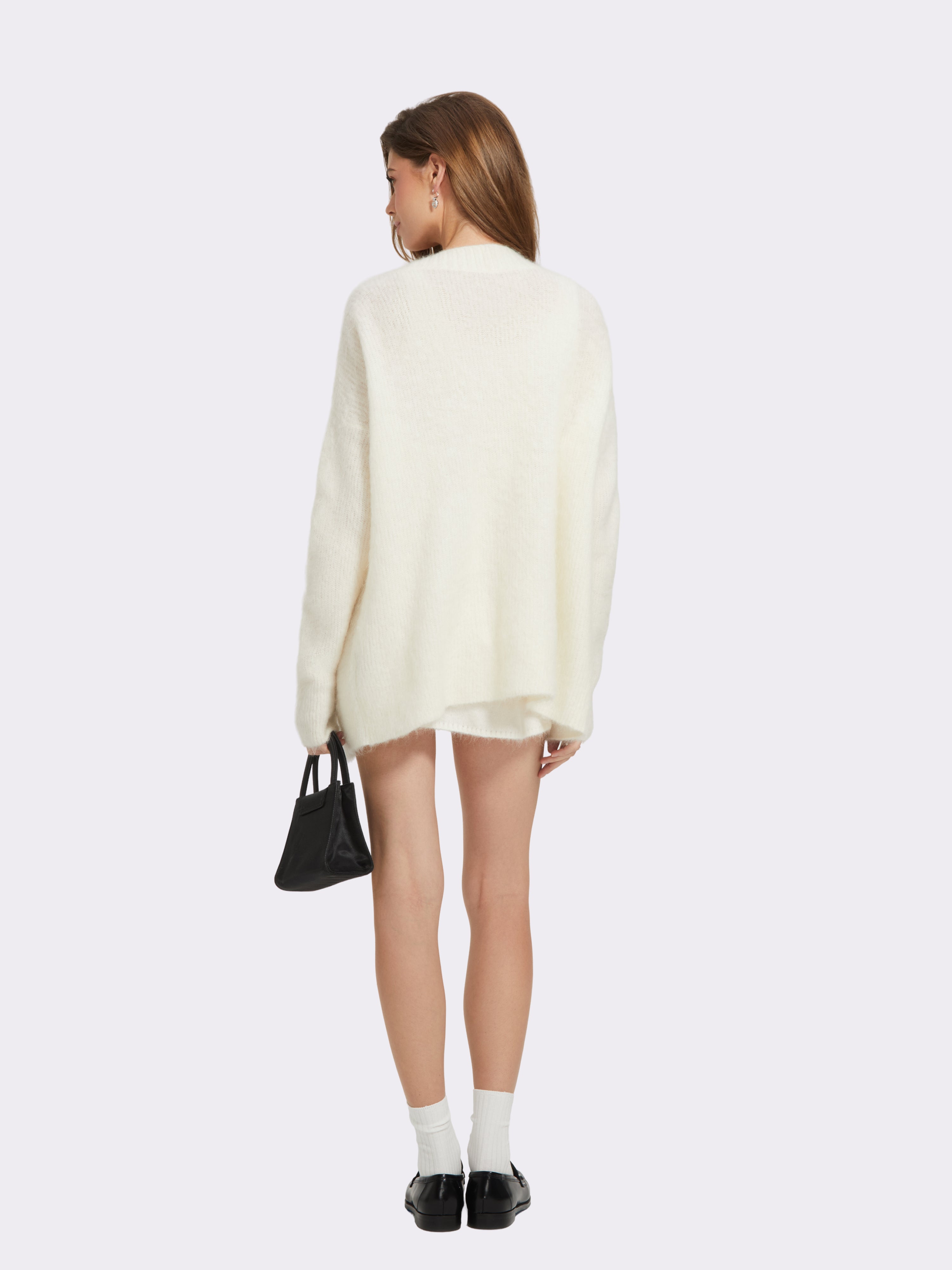 Sasha Heart-Pocket White Cardigan
