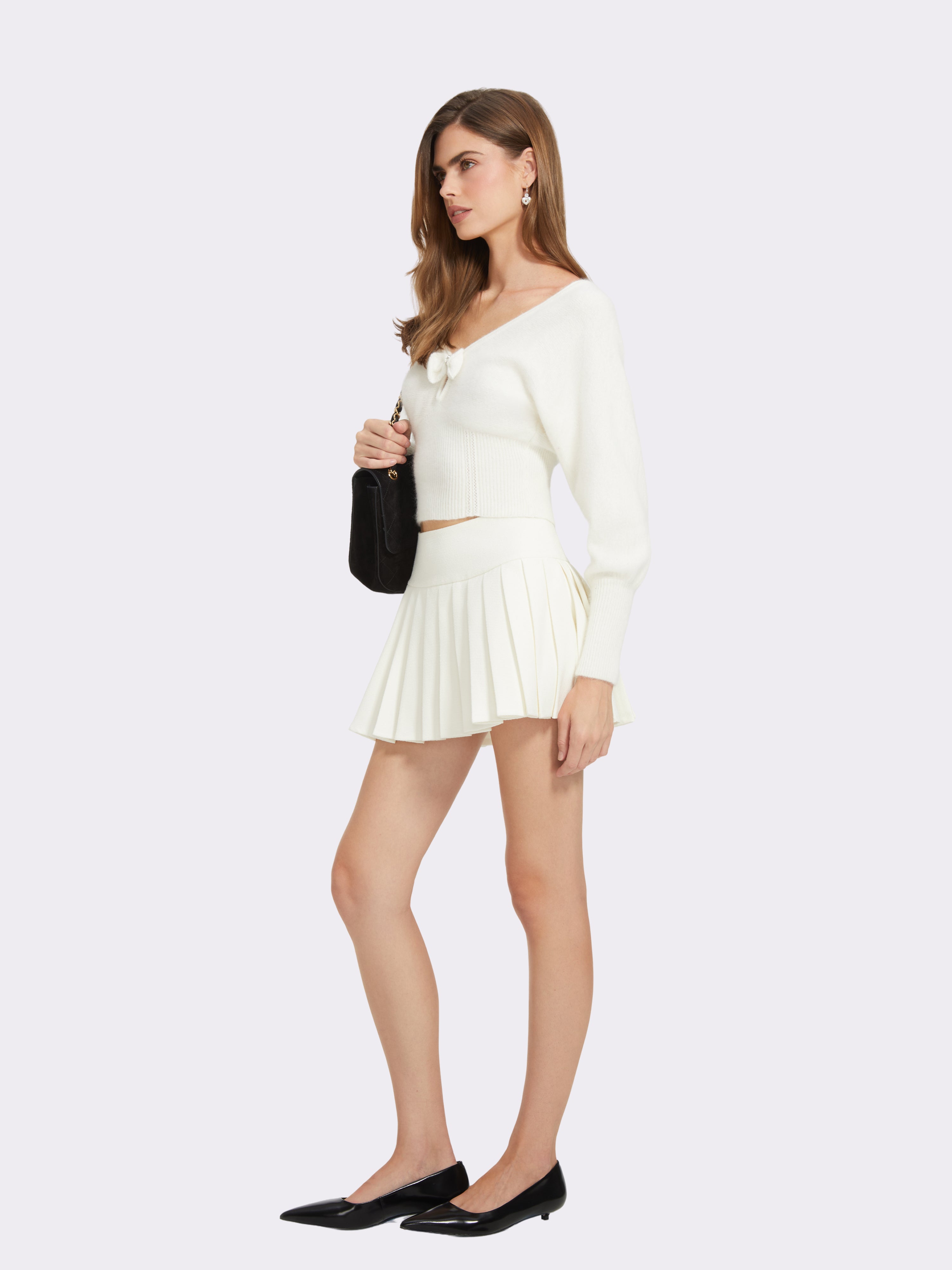 Bonnie Cinched Waist White Knit Top