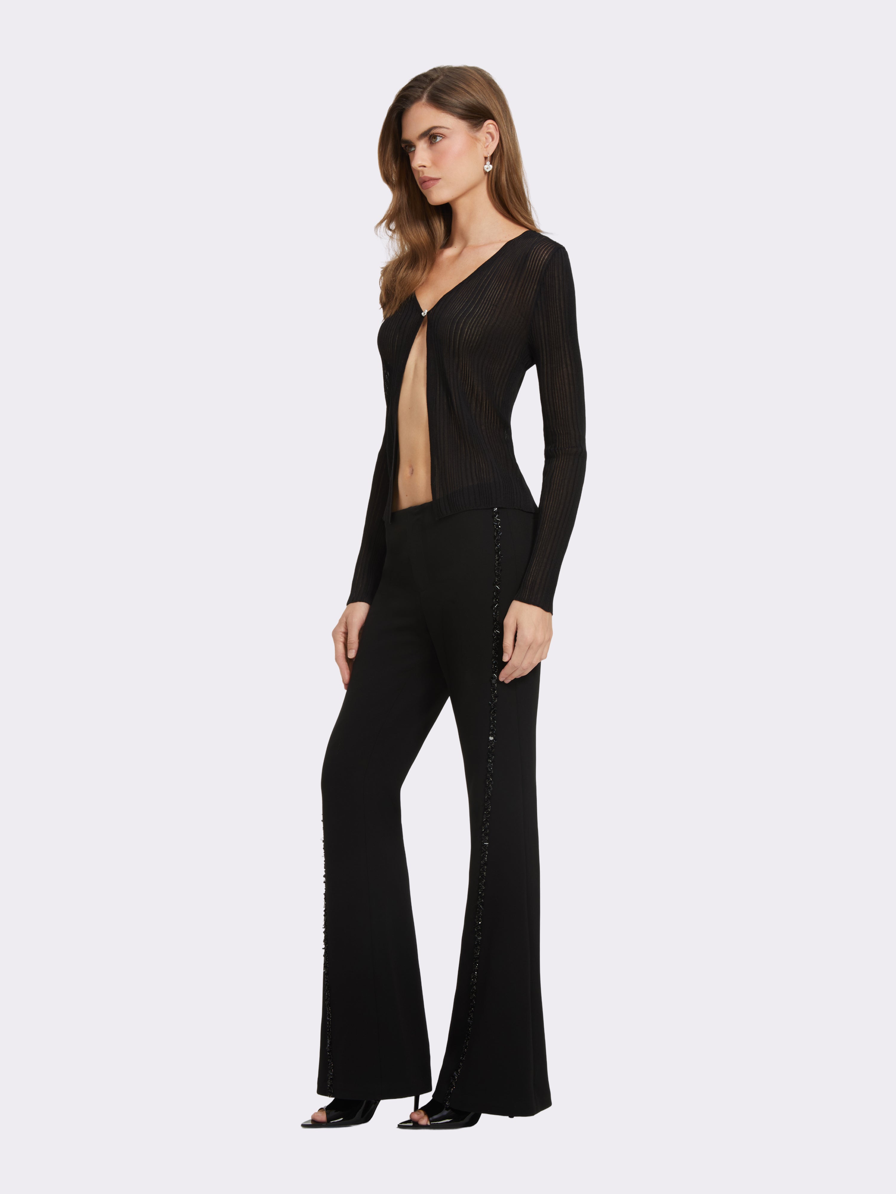 Maisie Heart-Button Black Cardigan