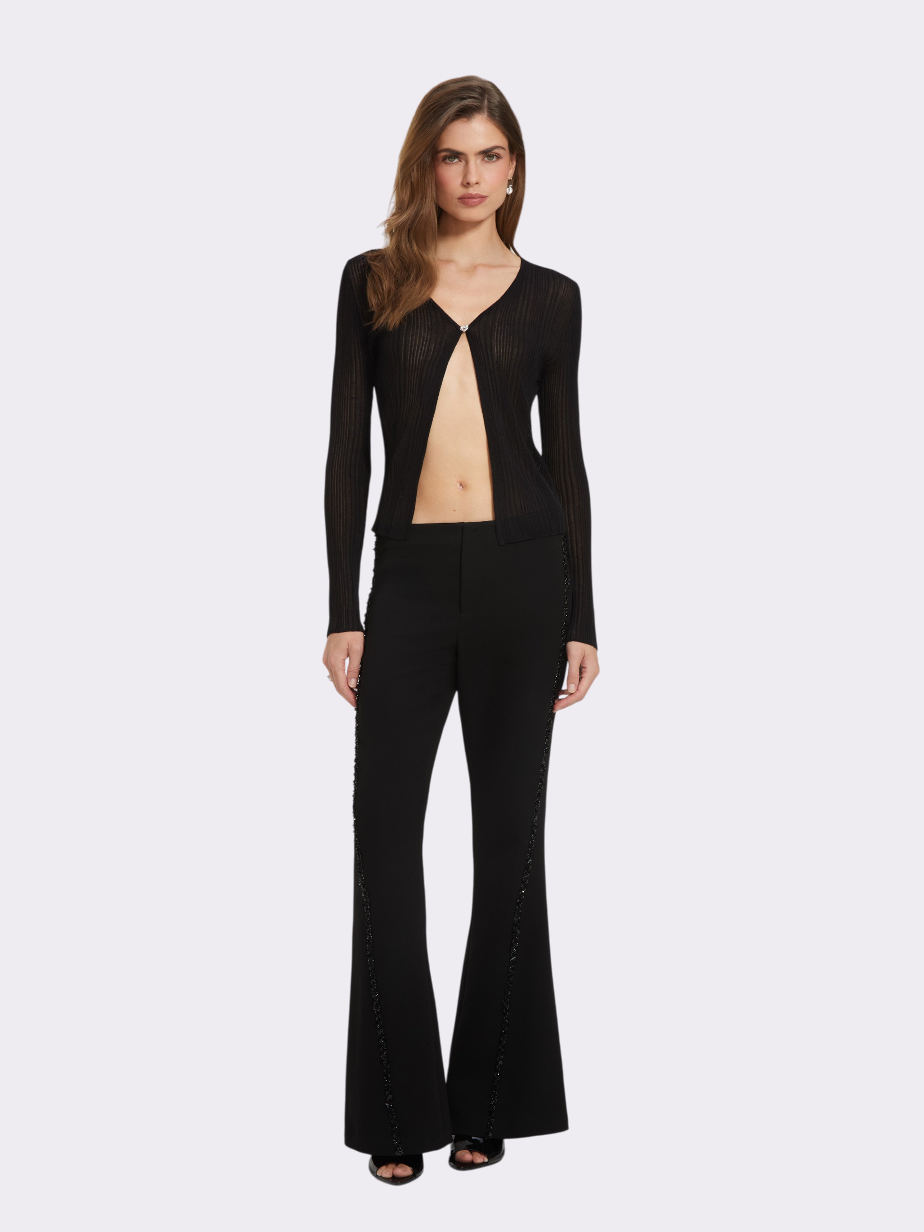Maisie Heart-Button Black Cardigan