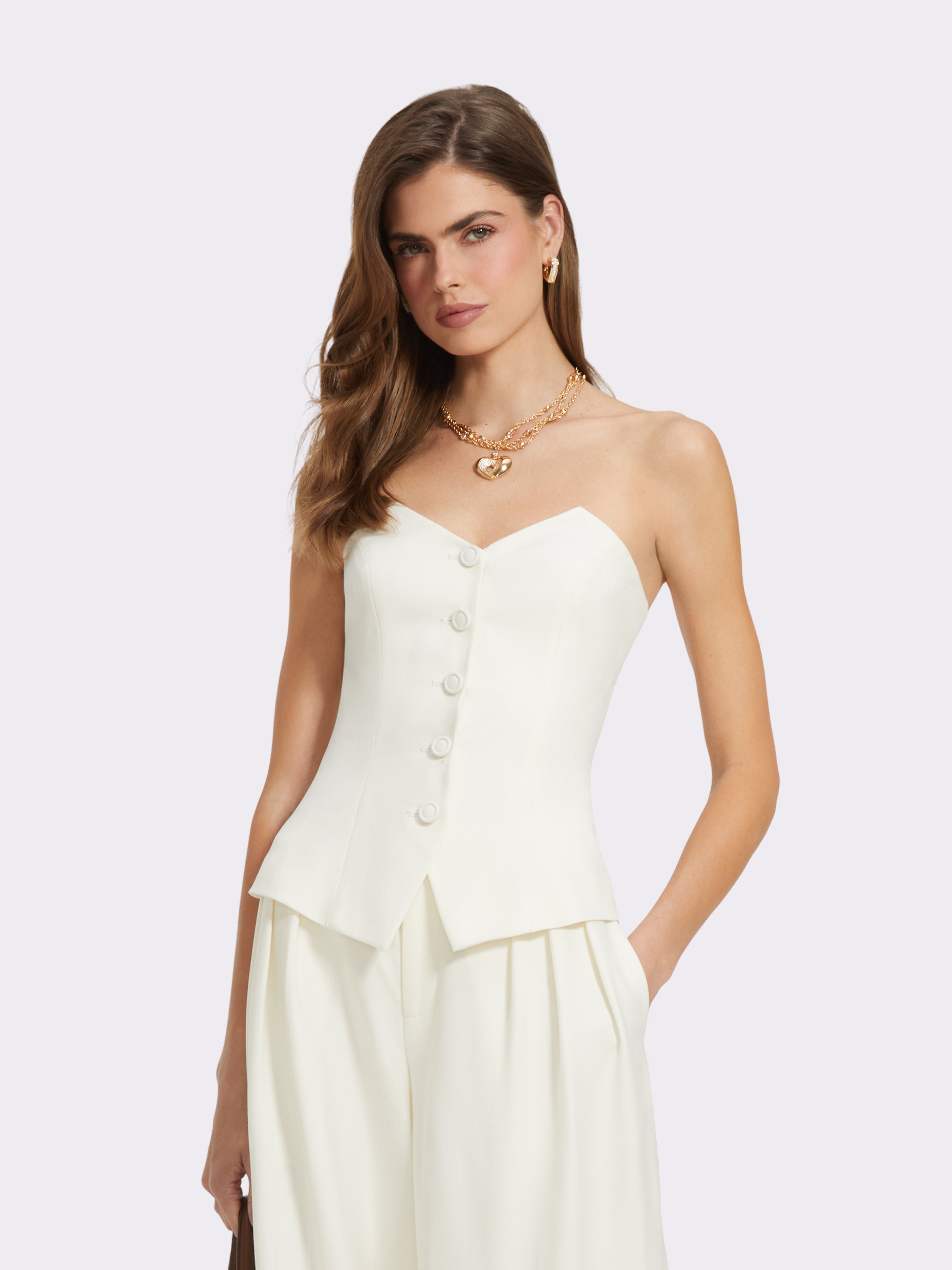 Minie Bandeau White Vest Top