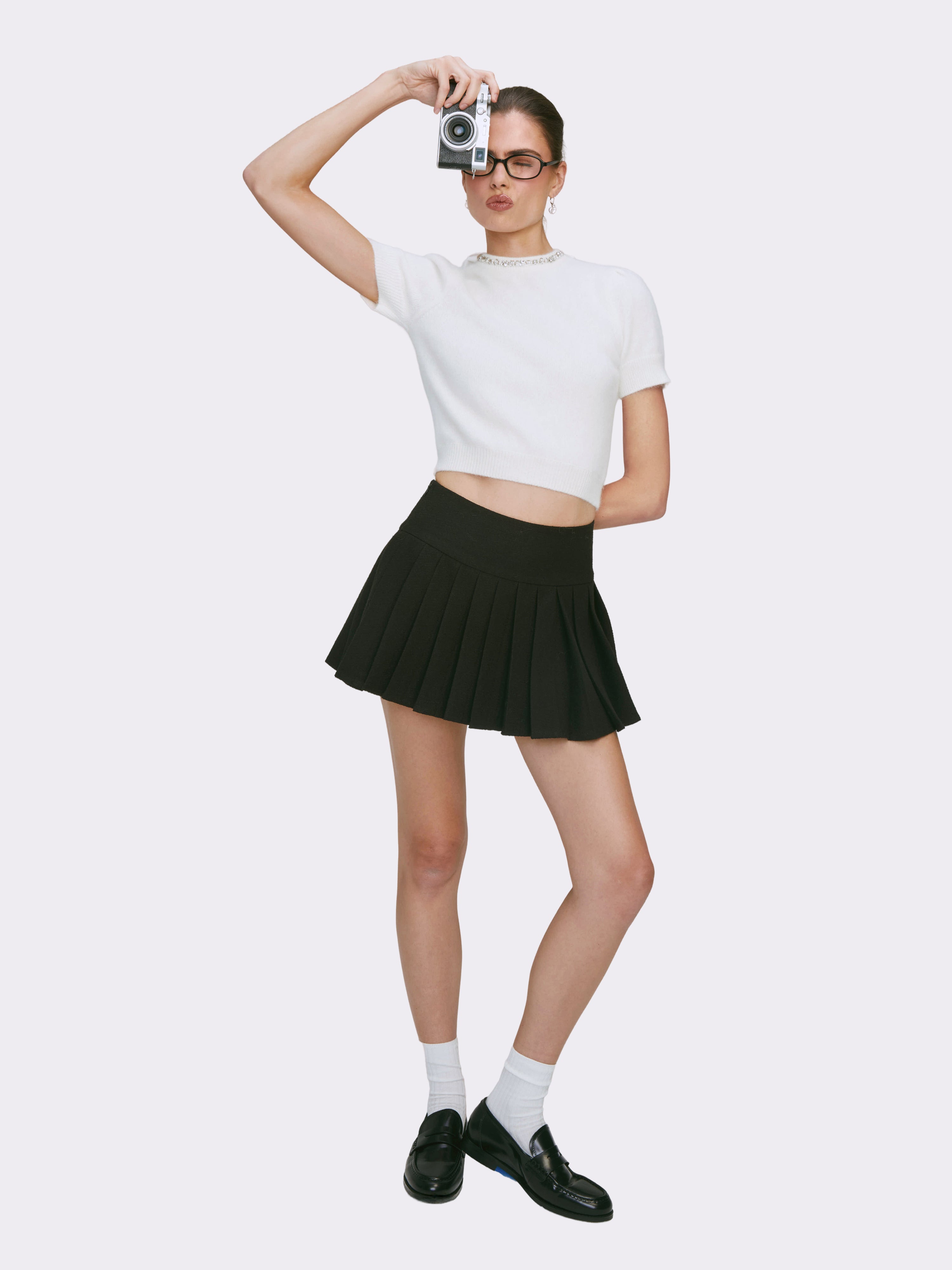 Evelina Bow Back White Knit Top