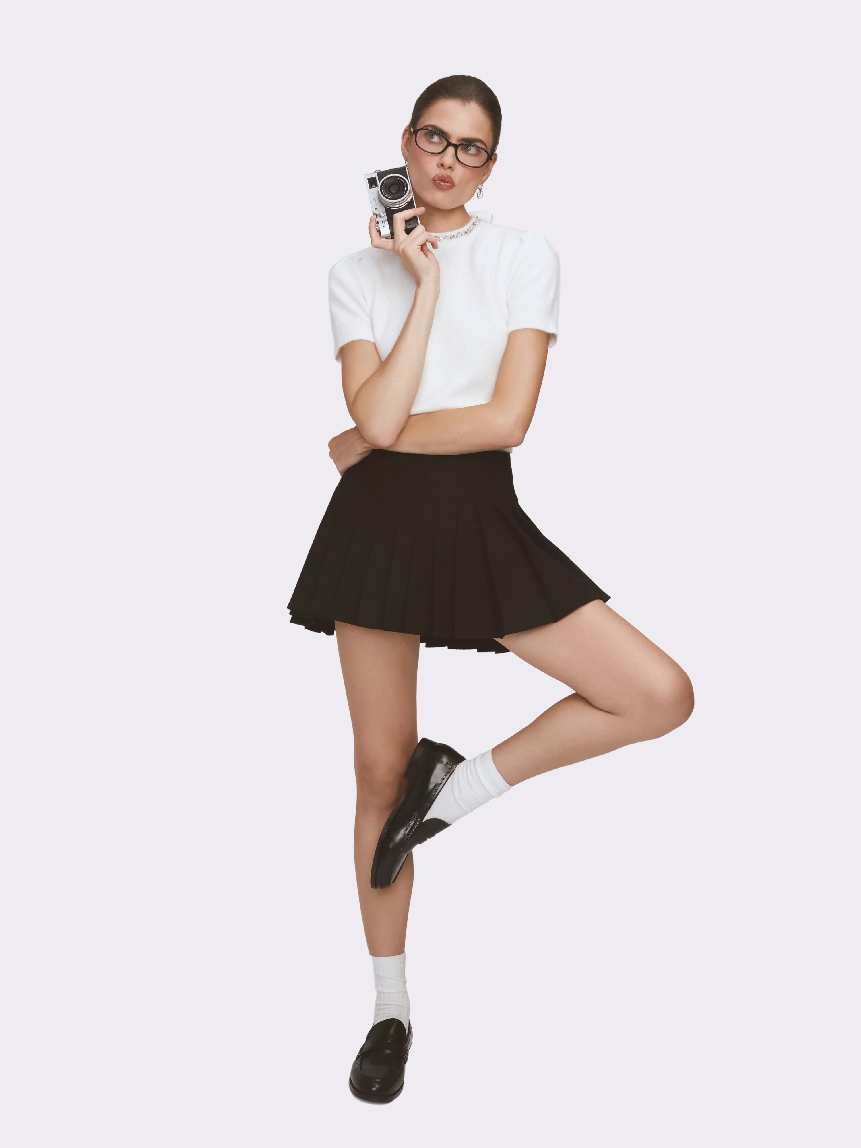 Evelina Bow Back White Knit Top