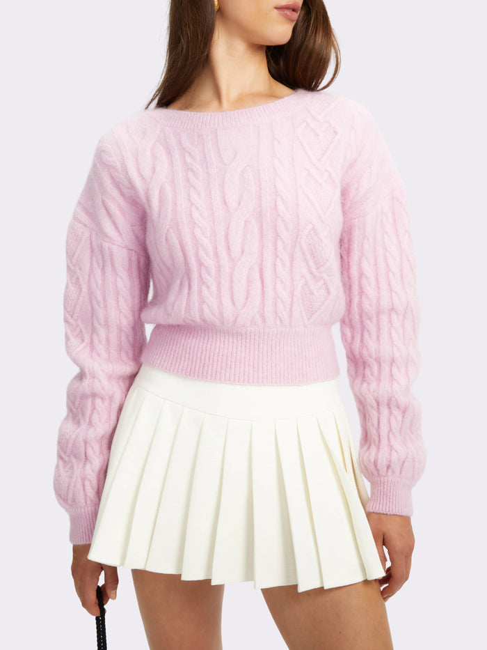 Sylvie Heart Cable Pink Sweater, product image 2 of 12