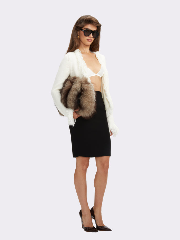 Vera Fringe Trim White Cardigan, product image 2 of 13