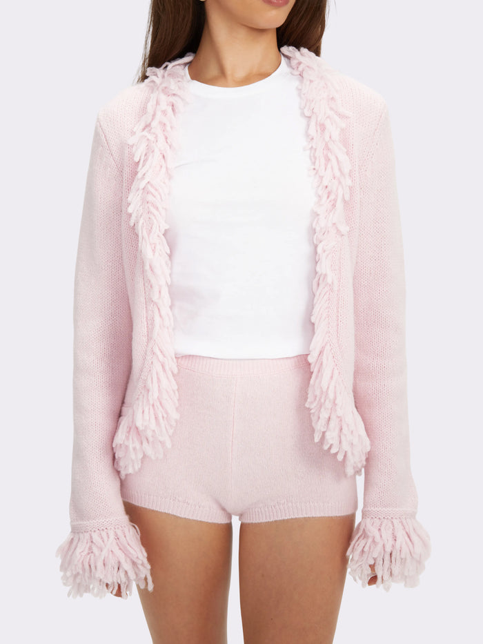 Vera Fringe Trim Pink Cardigan, product image 2 of 12