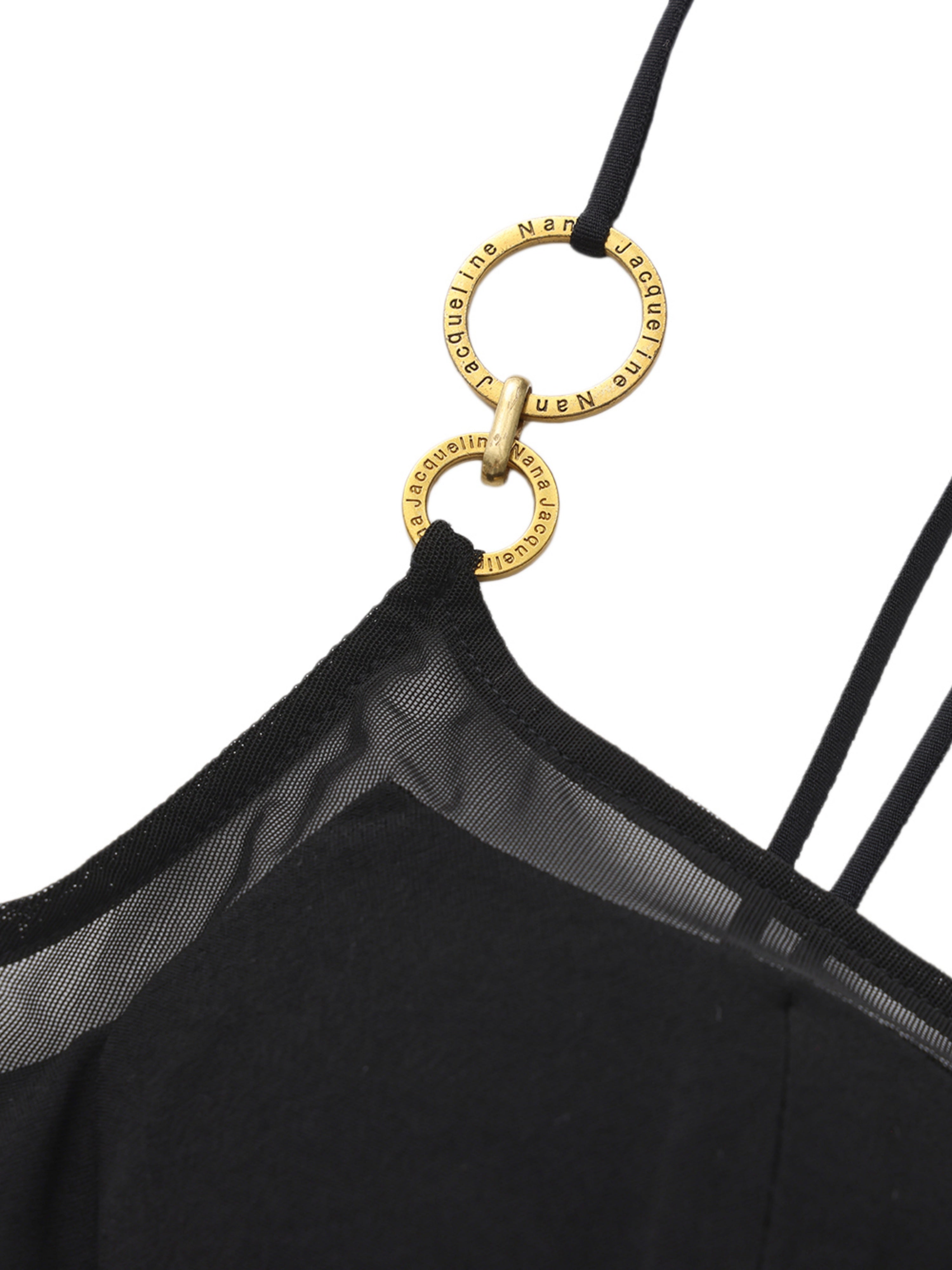 Oriana Mesh Panel Black Dress