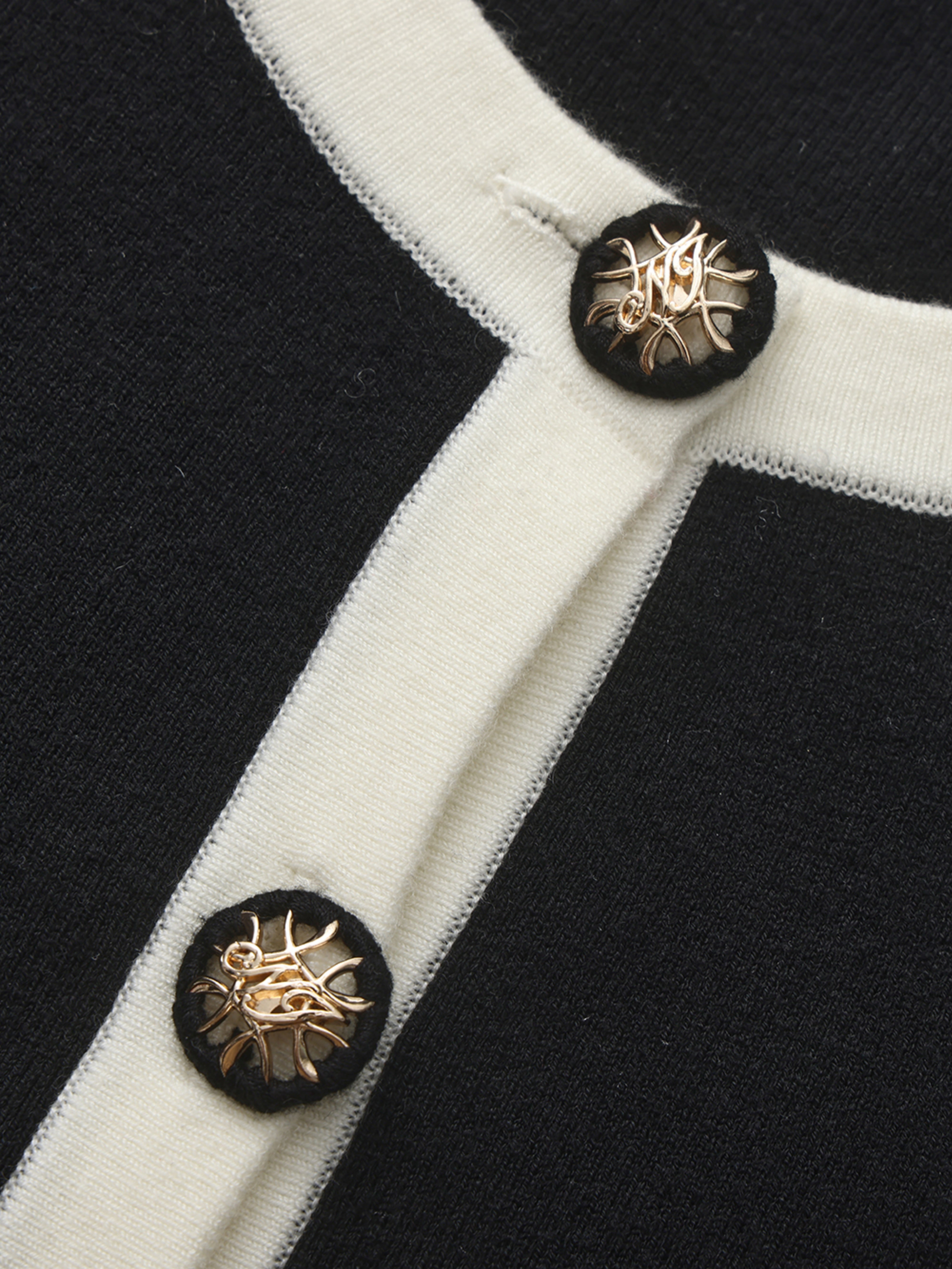 Yvette Contrast Knit Black Cardigan