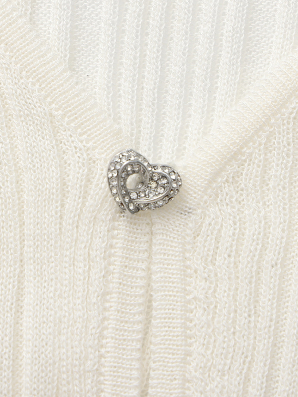 Maisie Heart-Button Off White Cardigan