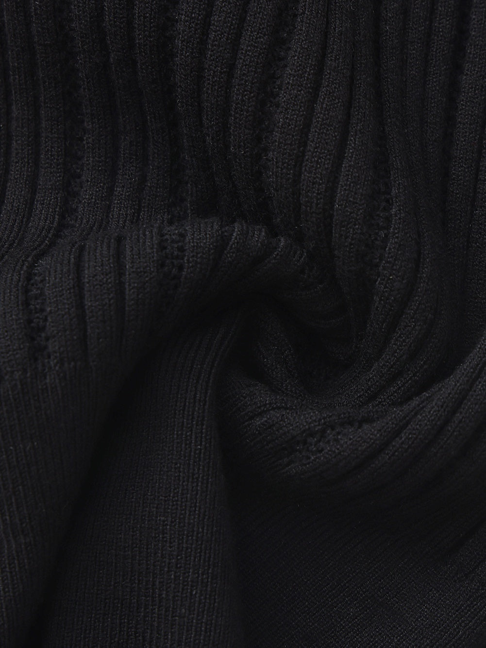 Claudette Contrast Collar Rib Knit Black Top