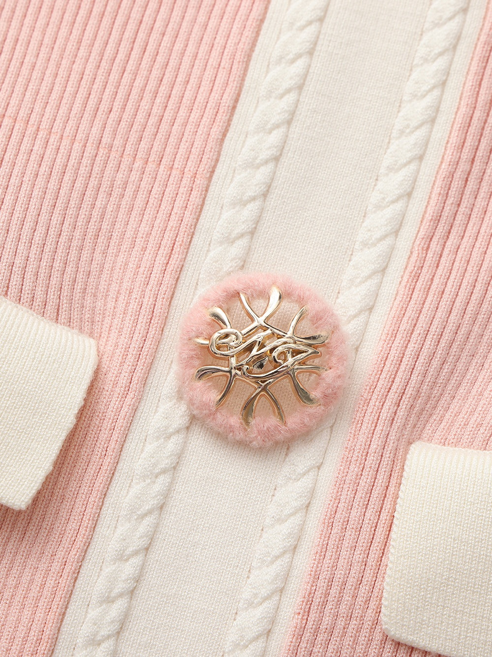 Giana Contrast Halter Knit Pink Maxi Dress