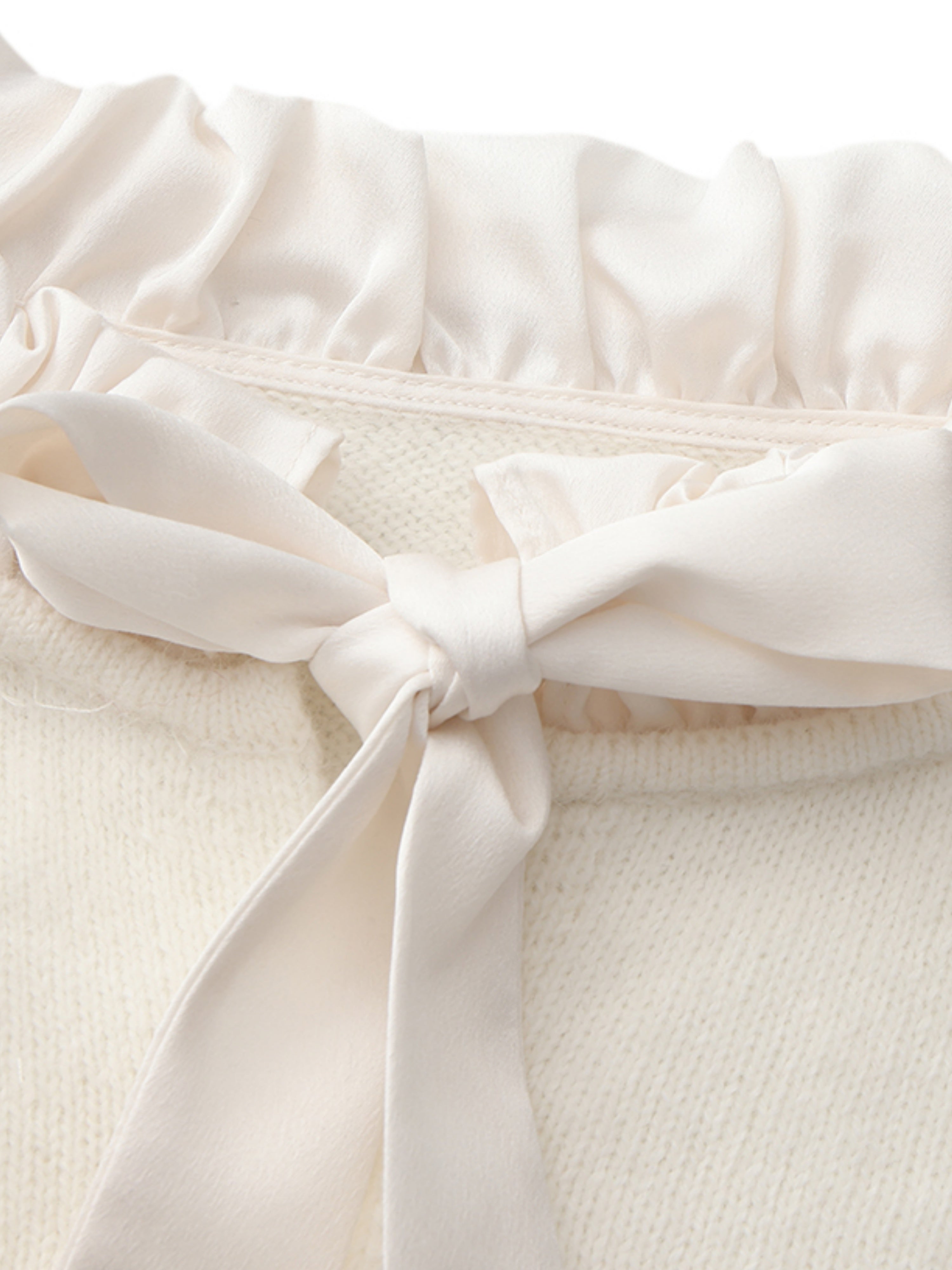 Loulou Bow-Collar White Cardigan