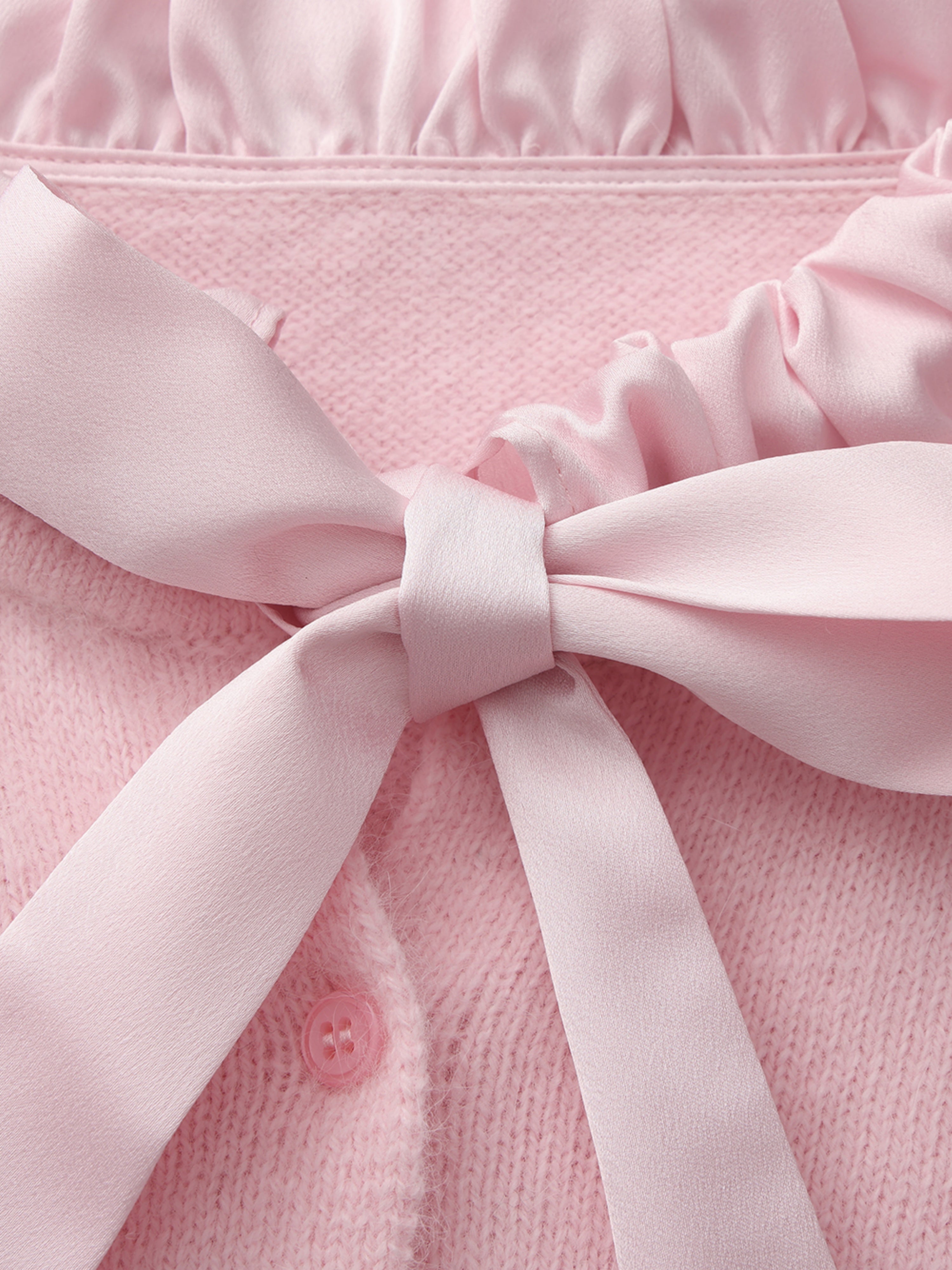 Loulou Bow-Collar Pink Cardigan
