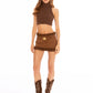 Margo Suede Skirt (Brown)