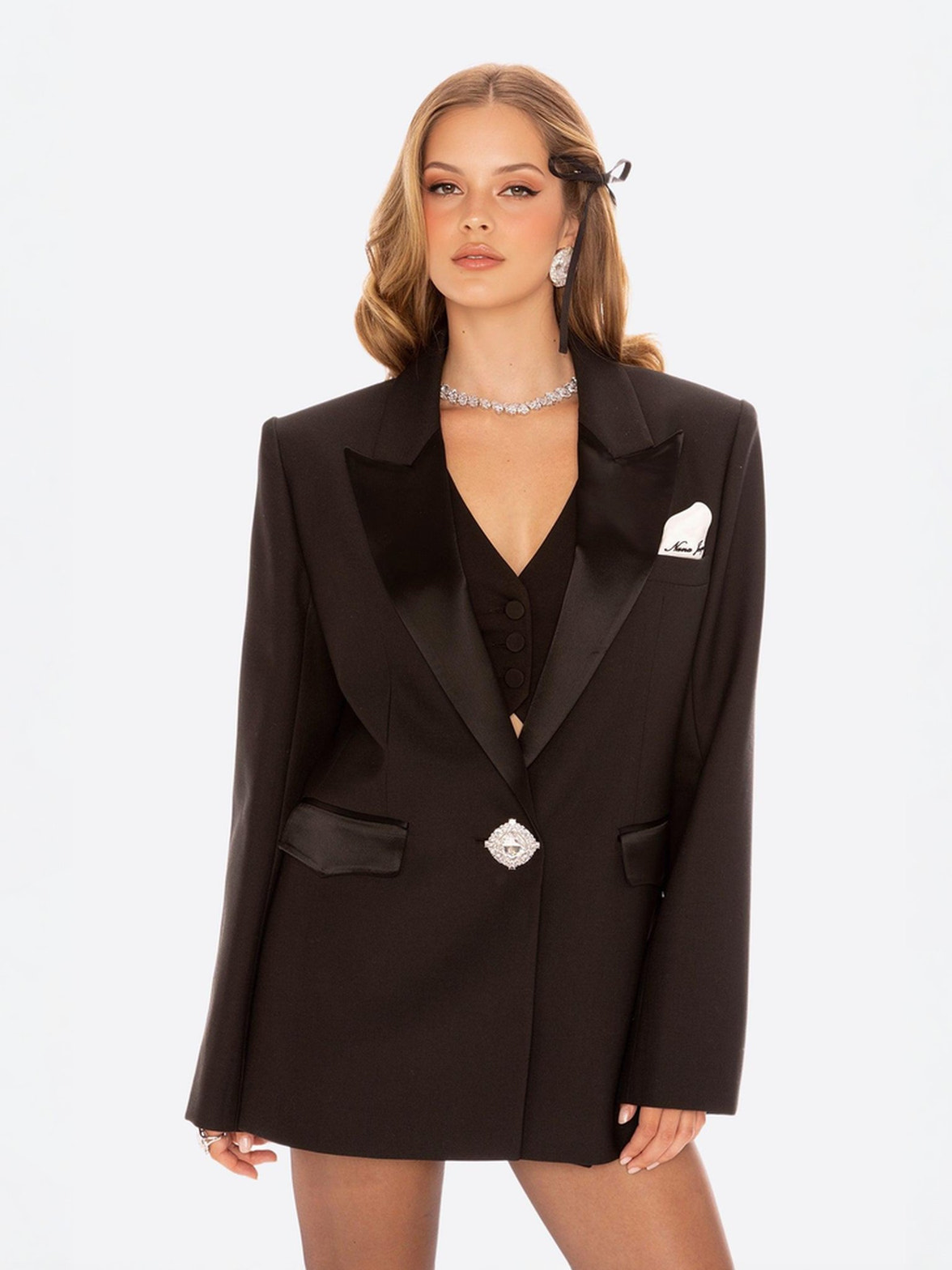 white christmas dresses Sabine Blazer: Black Blazer for Cocktail Party