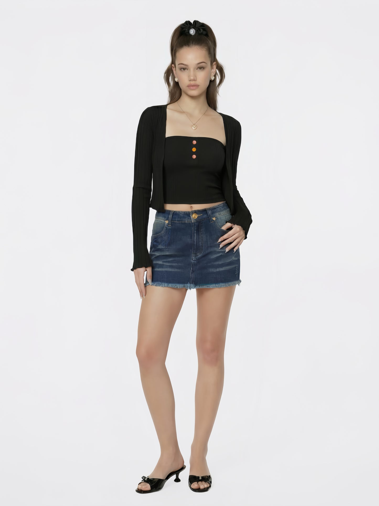 Lexi Low-Rise Dark Blue Denim Mini Skirt