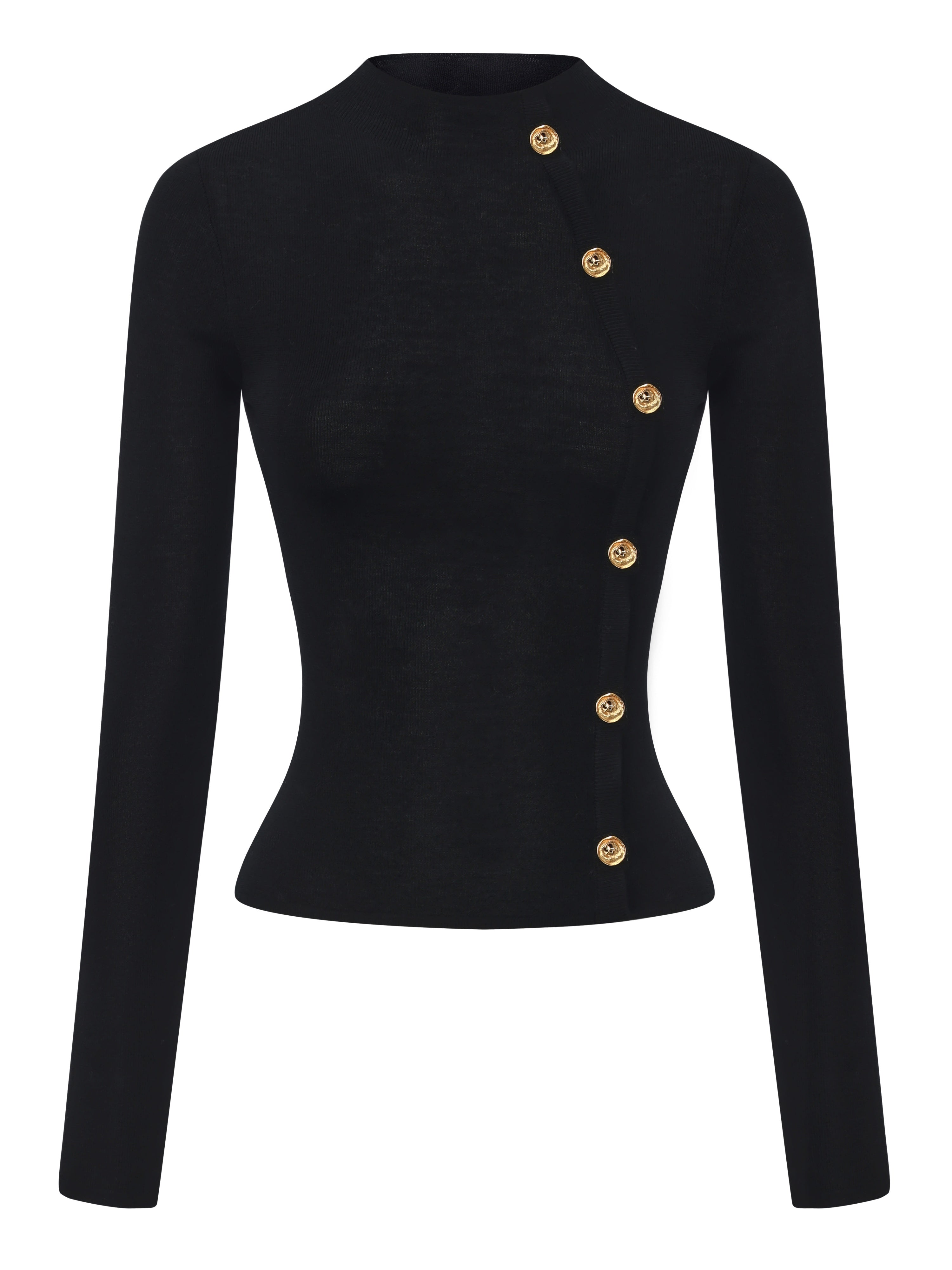 Sloane Gold-Button Black Top