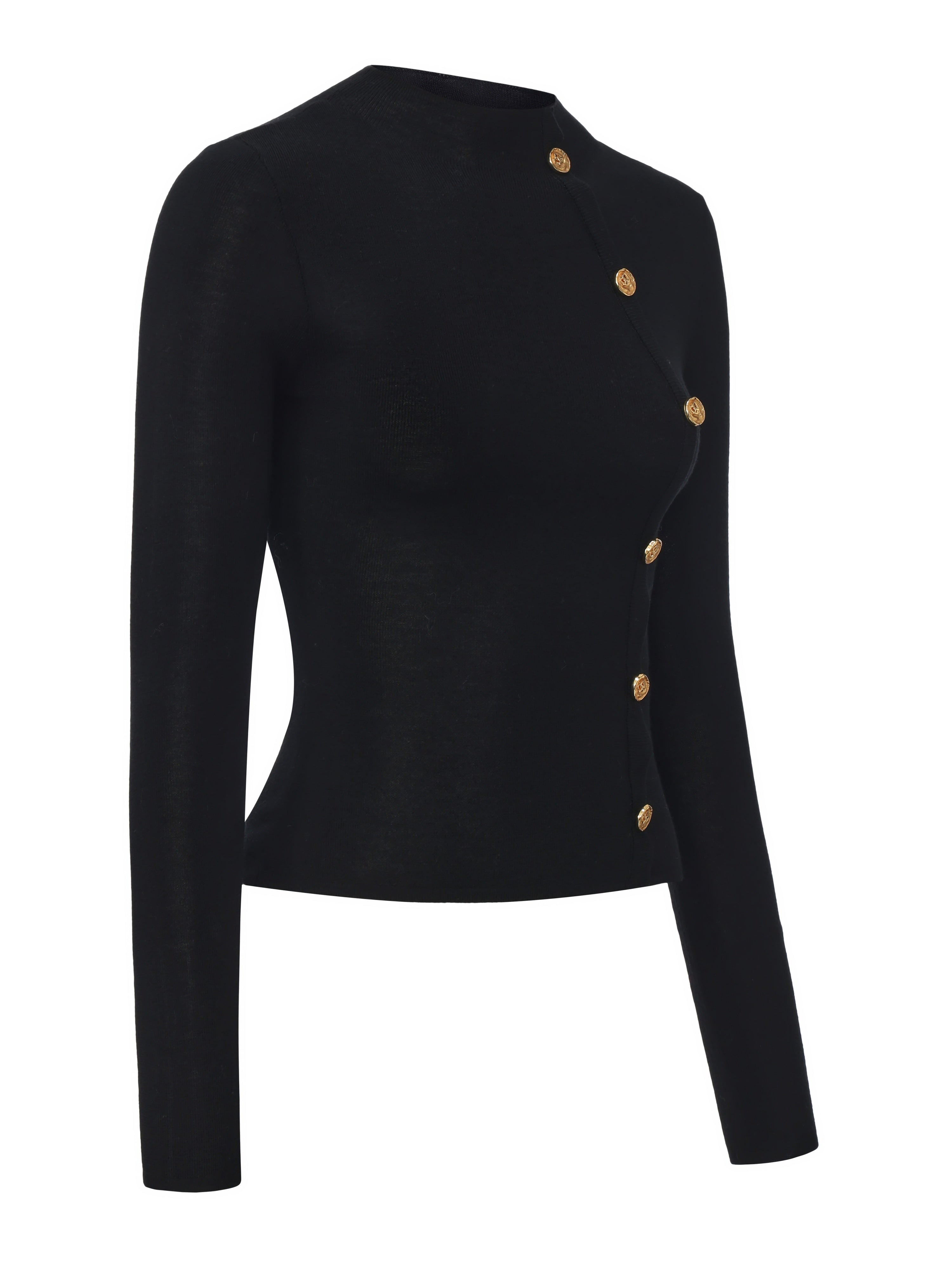 Sloane Gold-Button Black Top