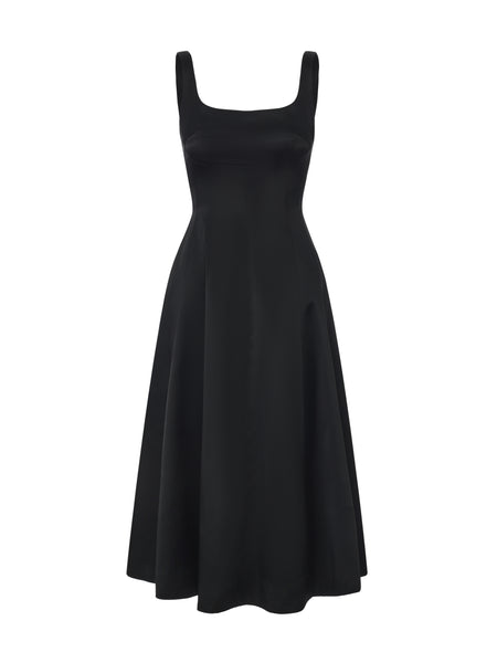 black square neck dress midi Lauren Square-Neck Black Dress
