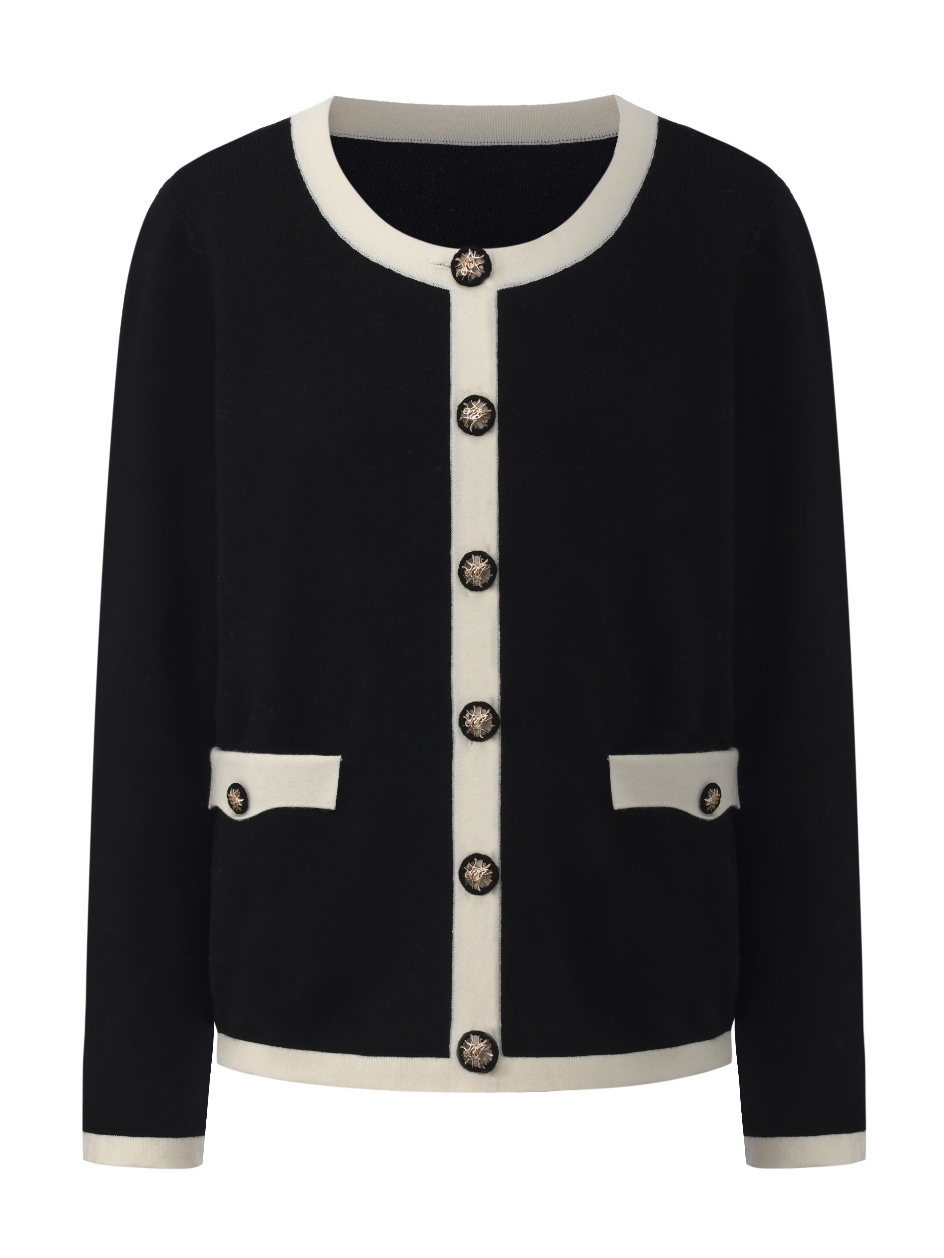 Yvette Contrast Knit Black Cardigan
