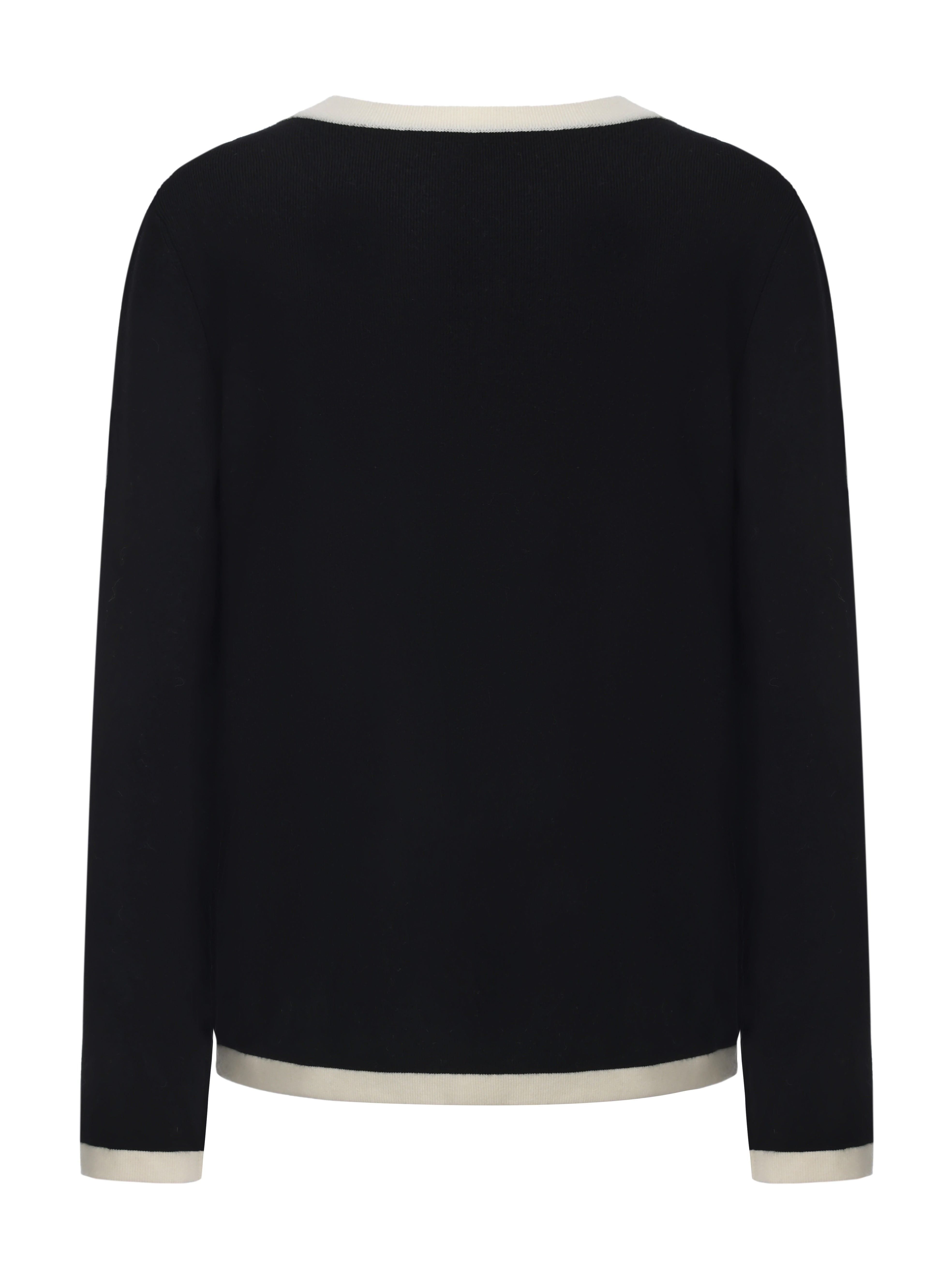 Yvette Contrast Knit Black Cardigan