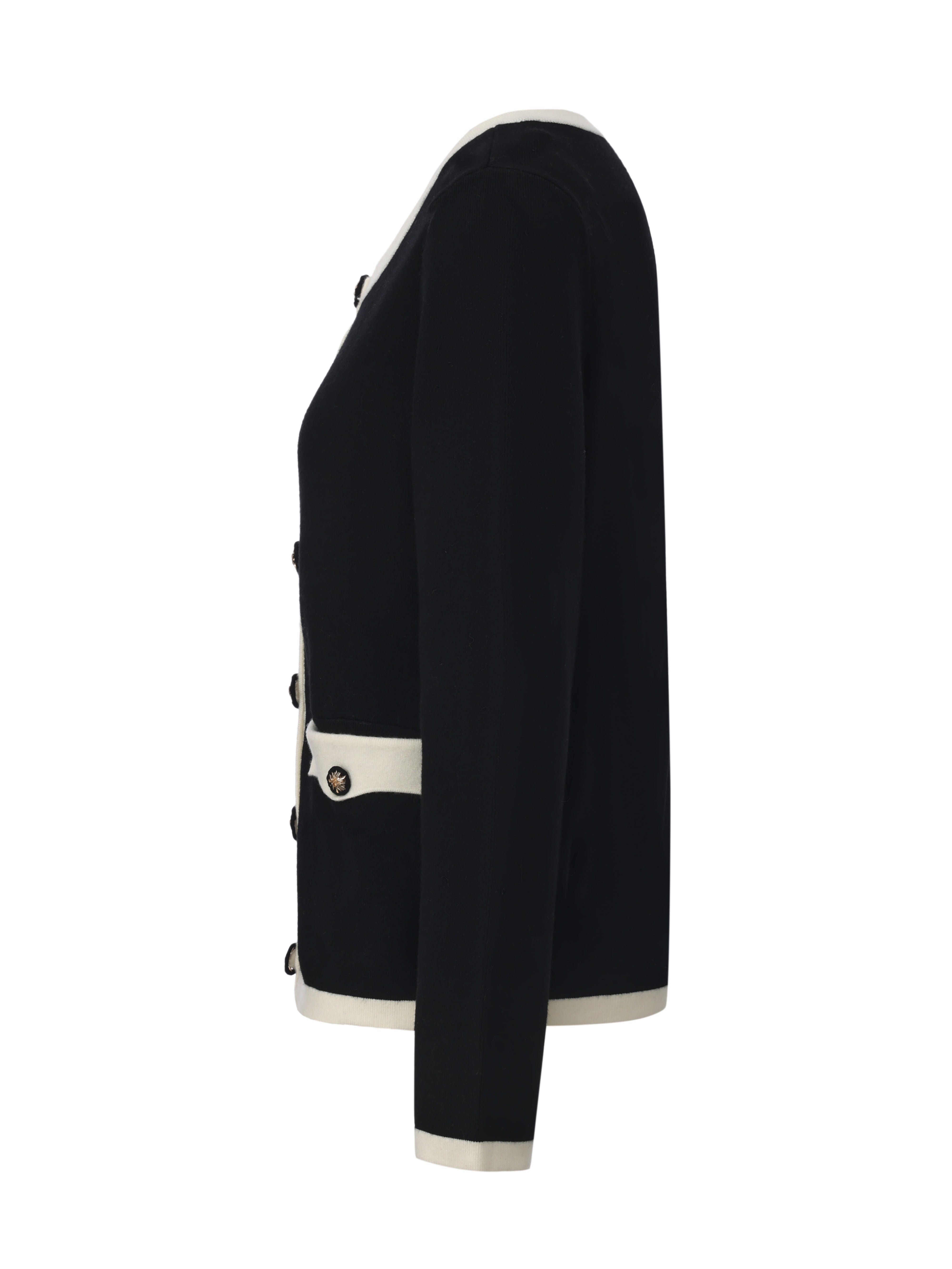 Yvette Contrast Knit Black Cardigan