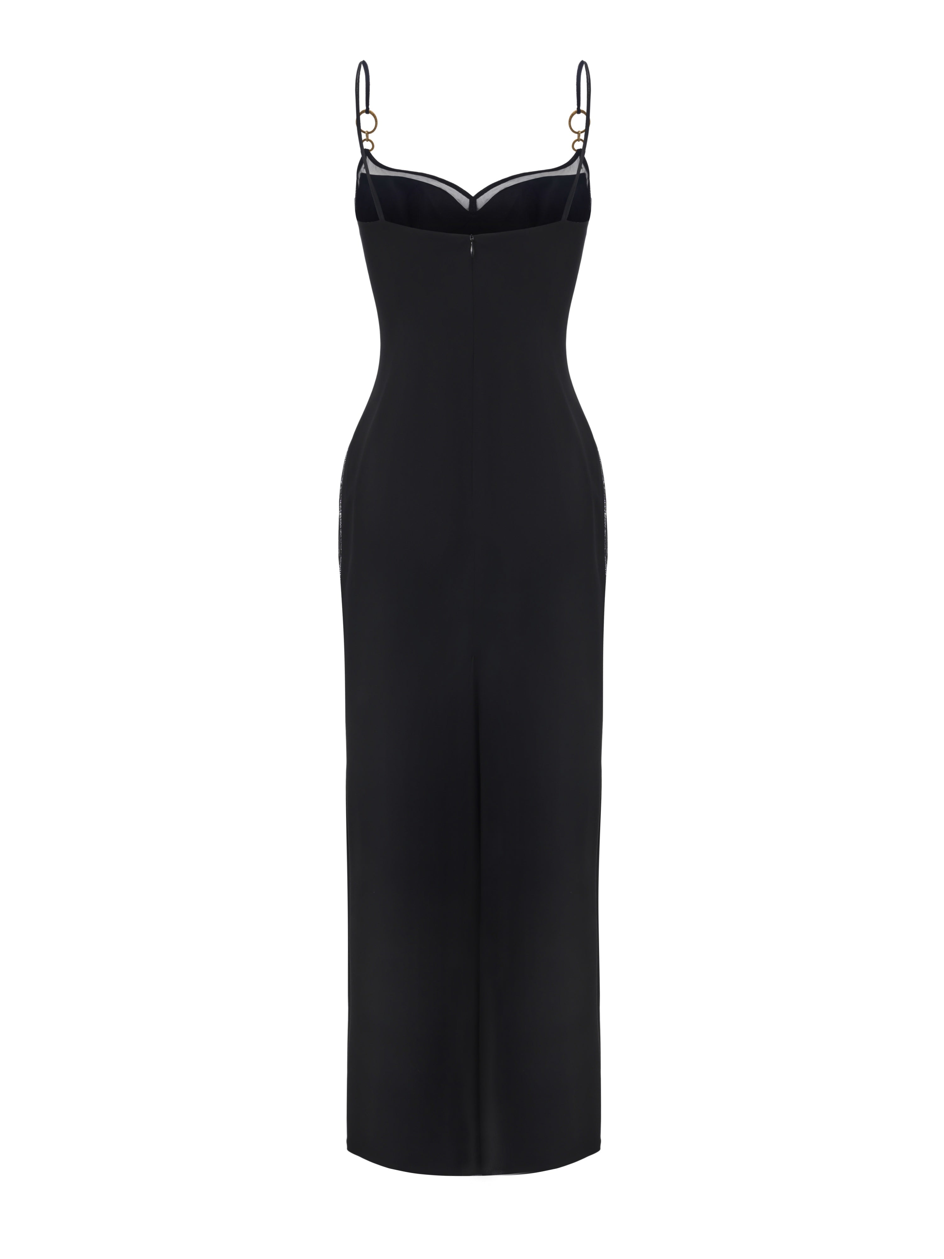 Oriana Mesh Panel Black Dress