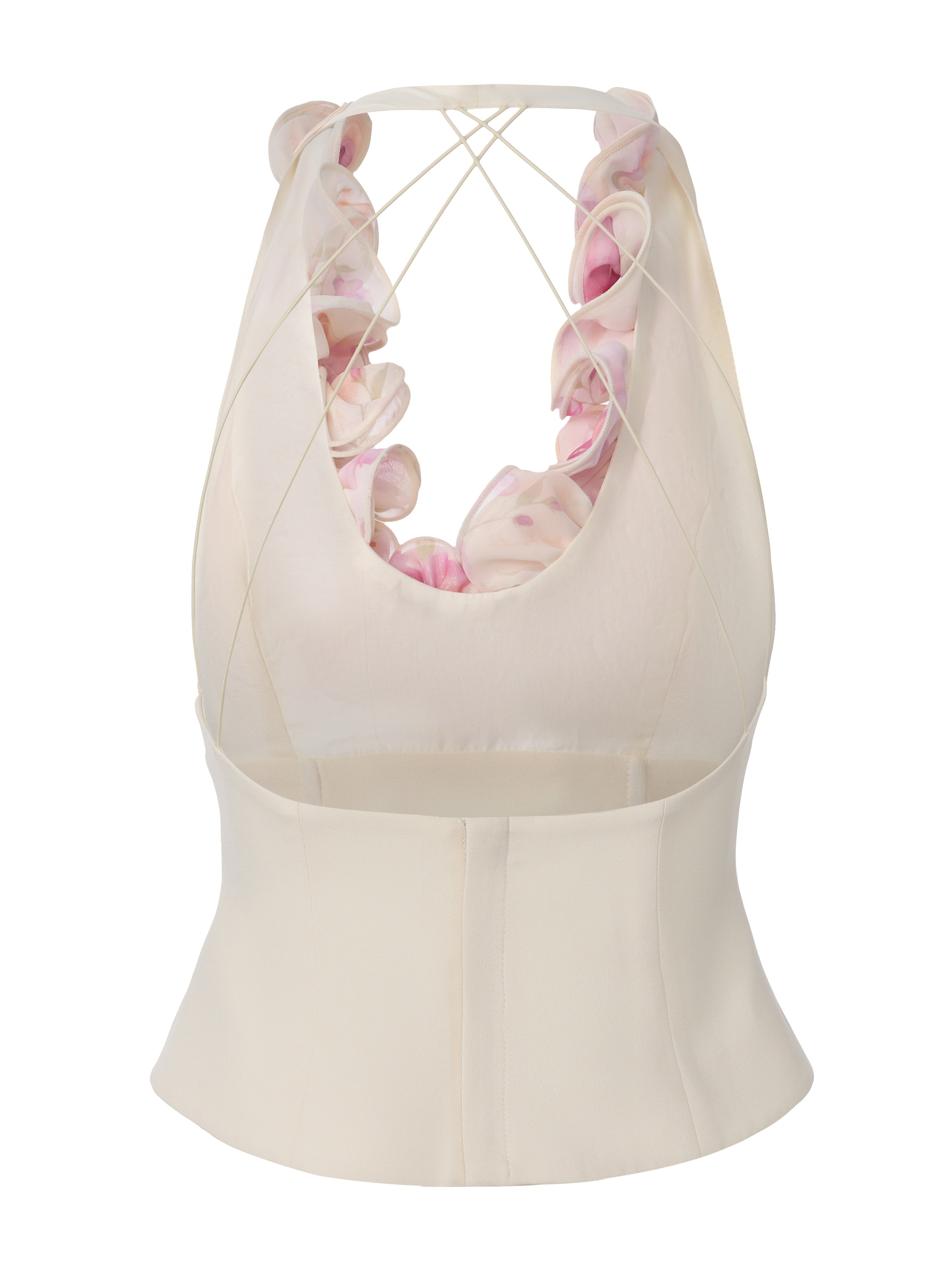 Ella Ruffle Halter Champagne Top