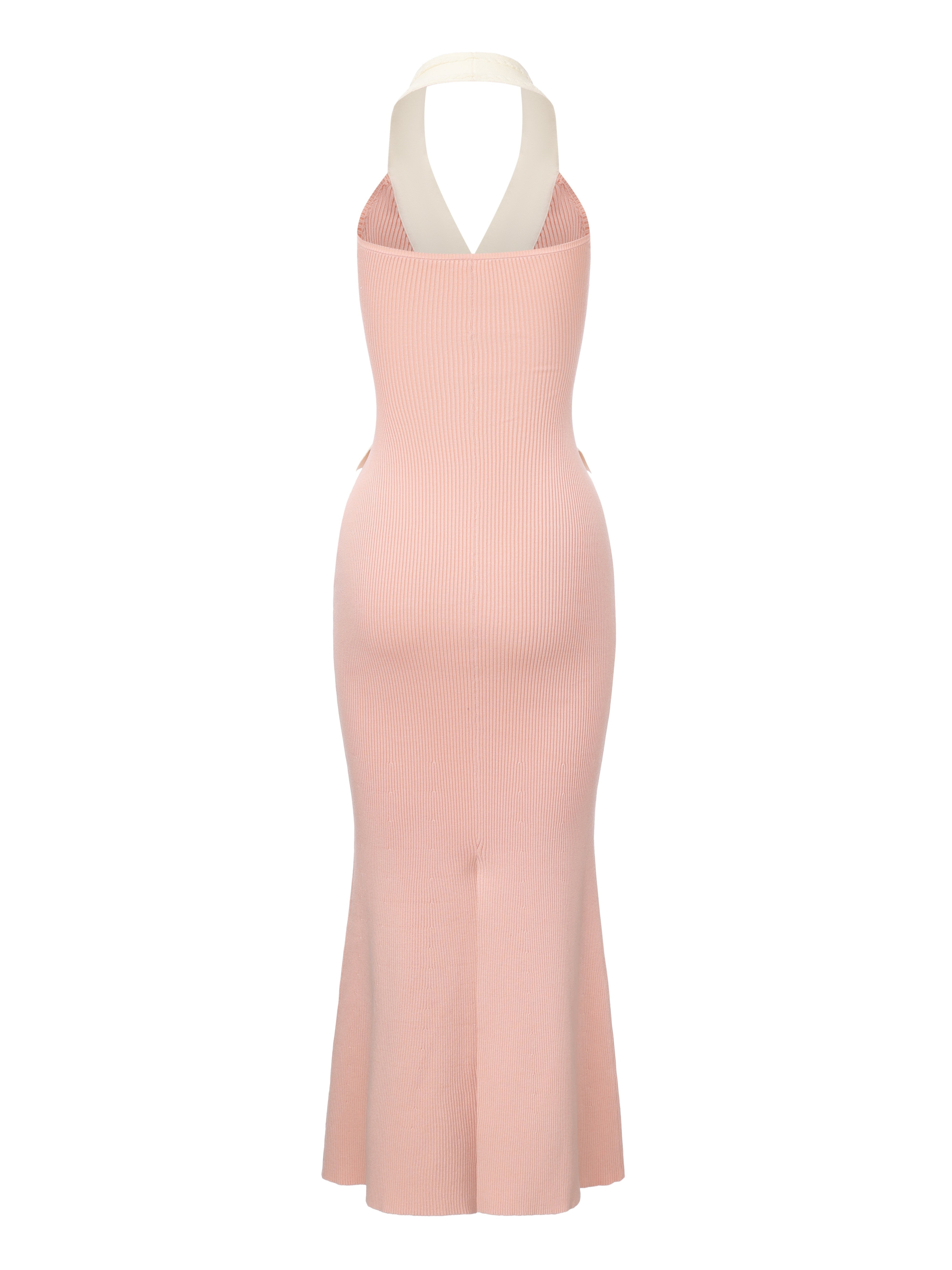 Giana Contrast Halter Knit Pink Maxi Dress