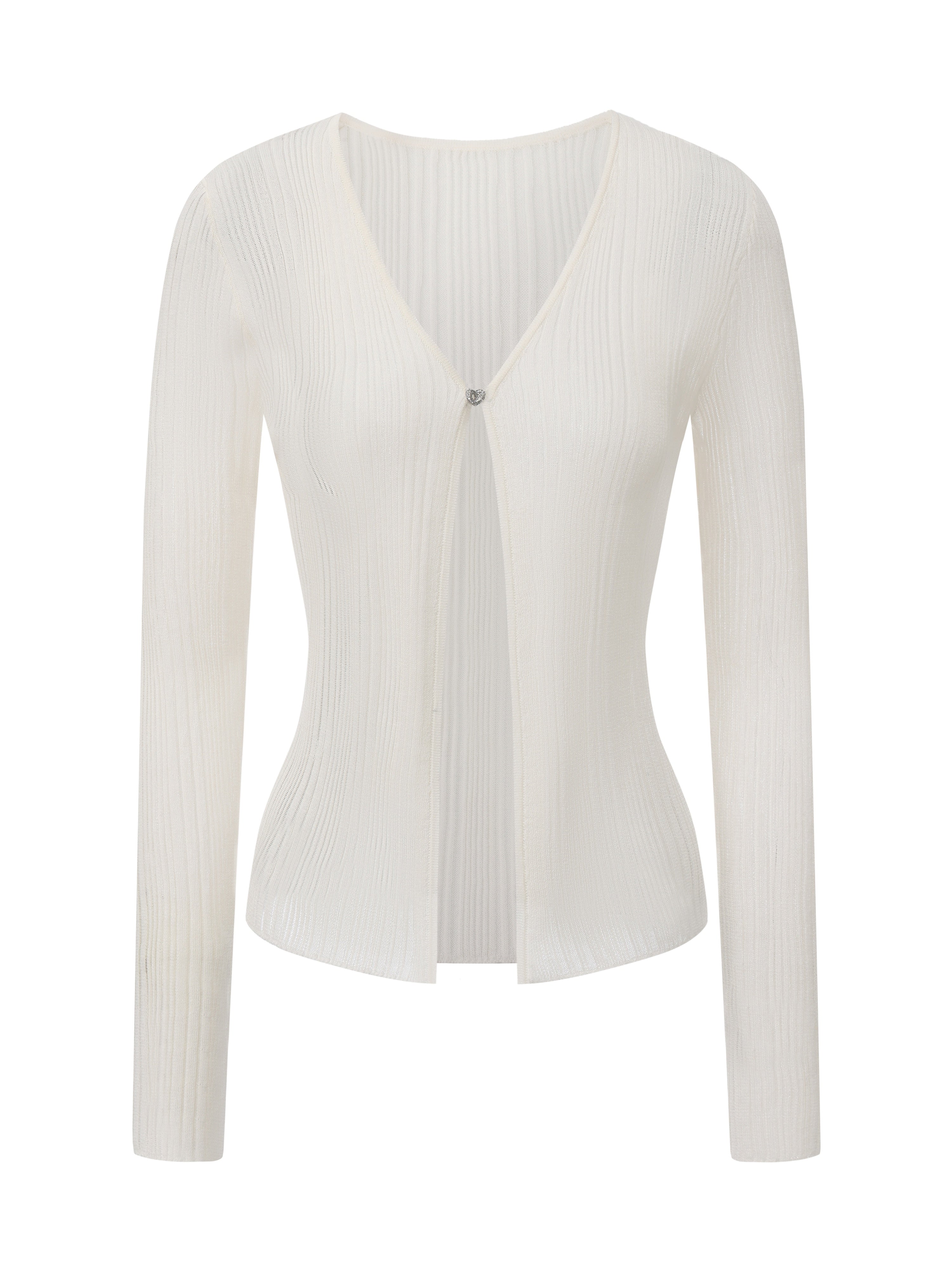 Maisie Heart-Button Off White Cardigan