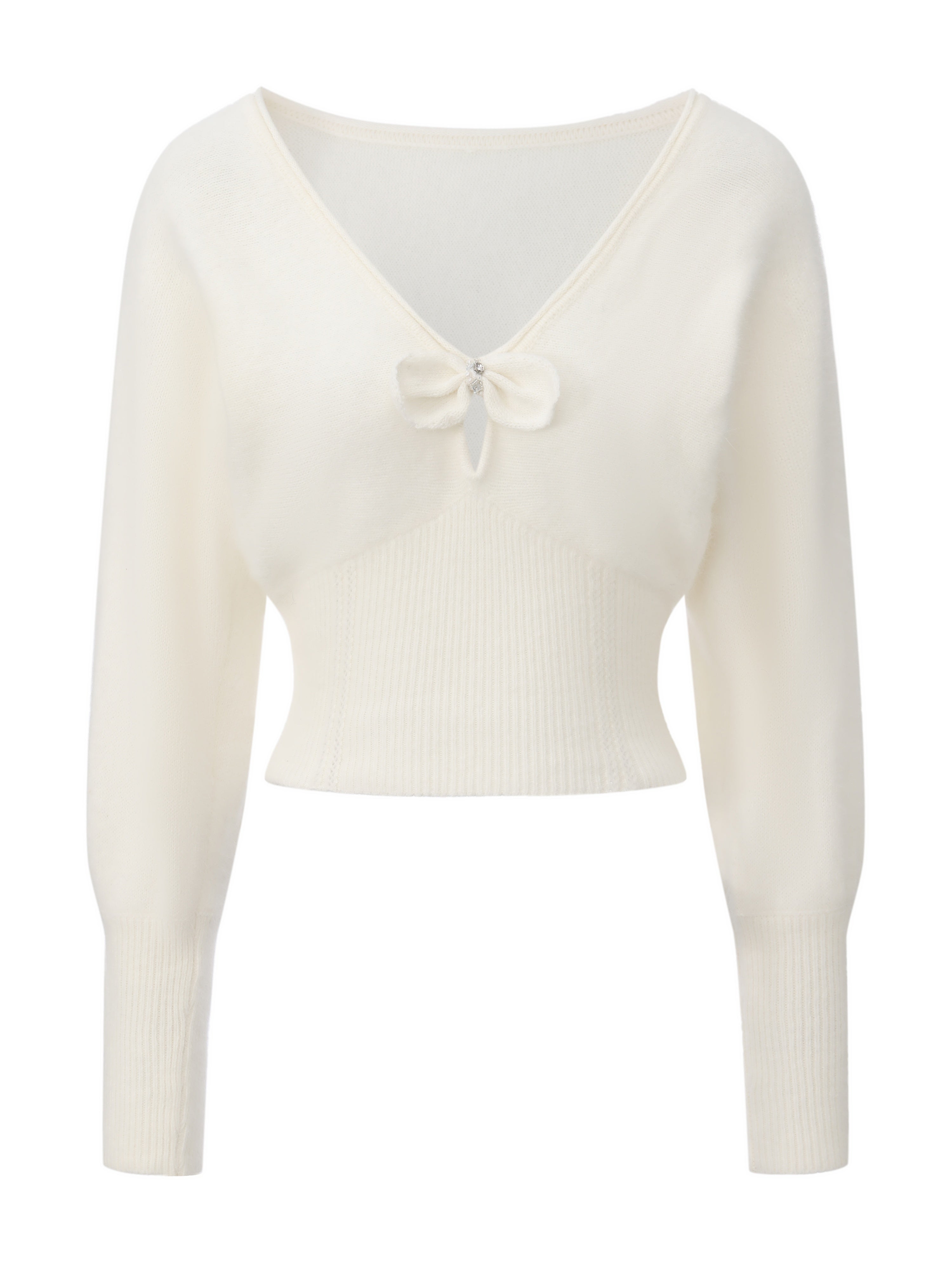 Bonnie Cinched Waist White Knit Top