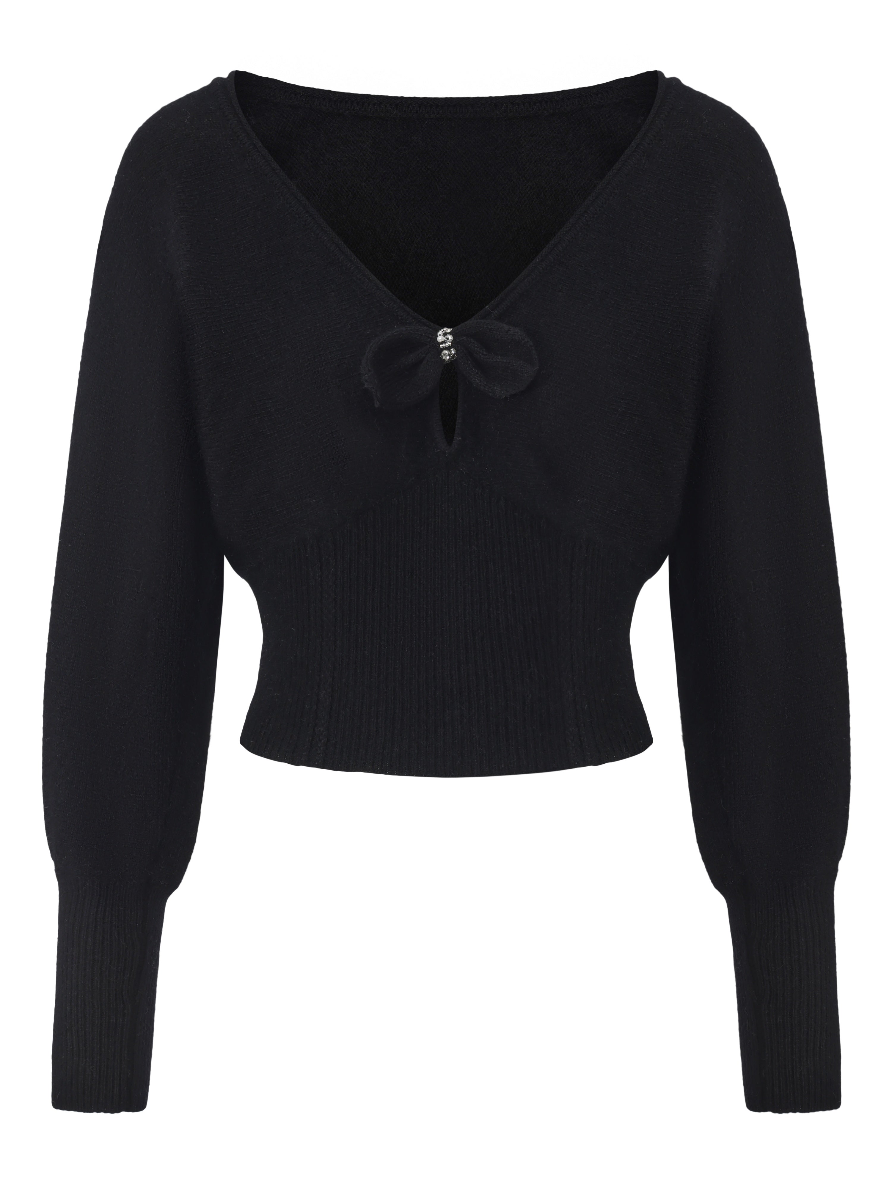Bonnie Cinched Waist Black Knit Top