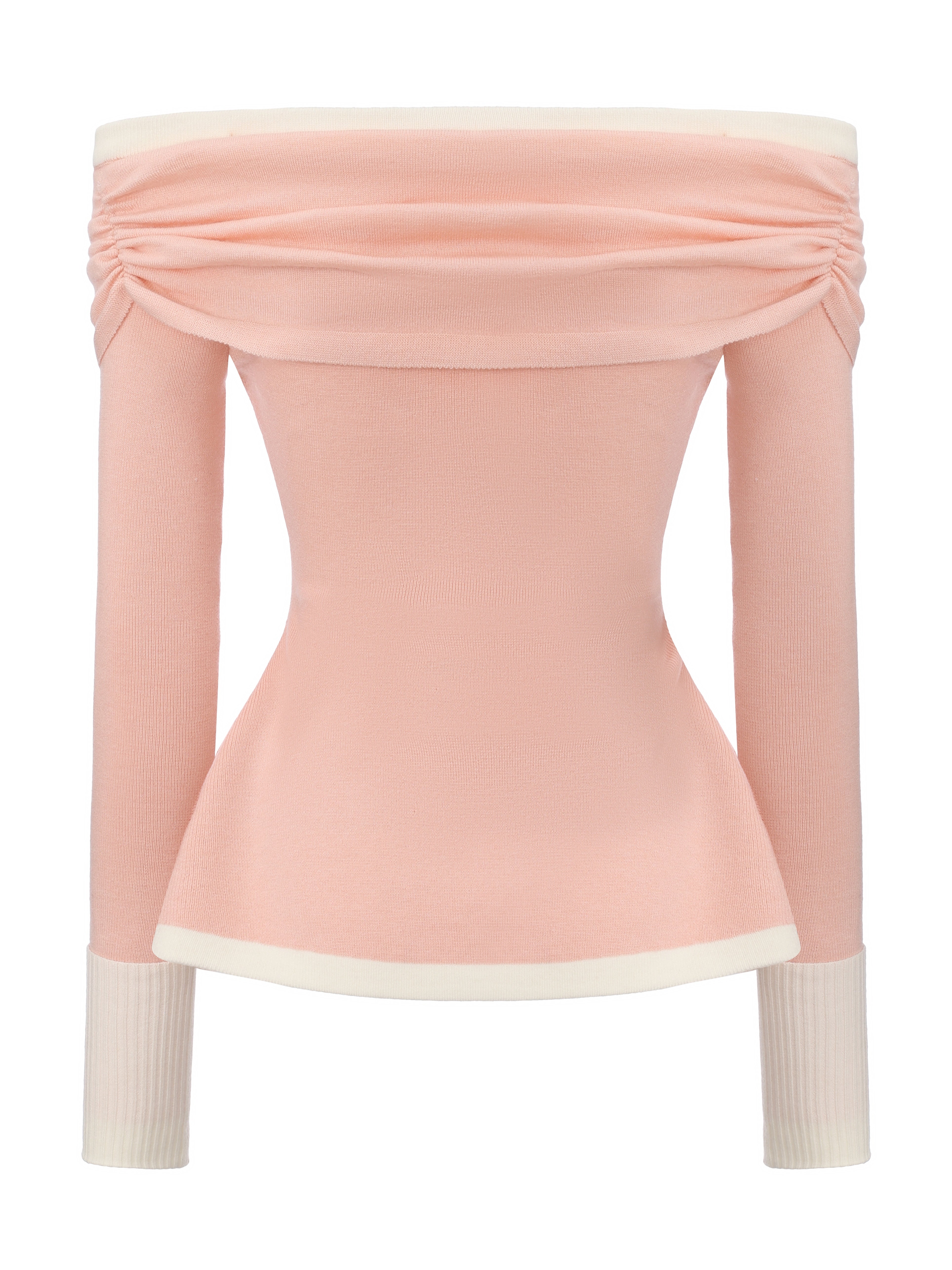 Colette Off-Shoulder Contrast Knit Pink Top