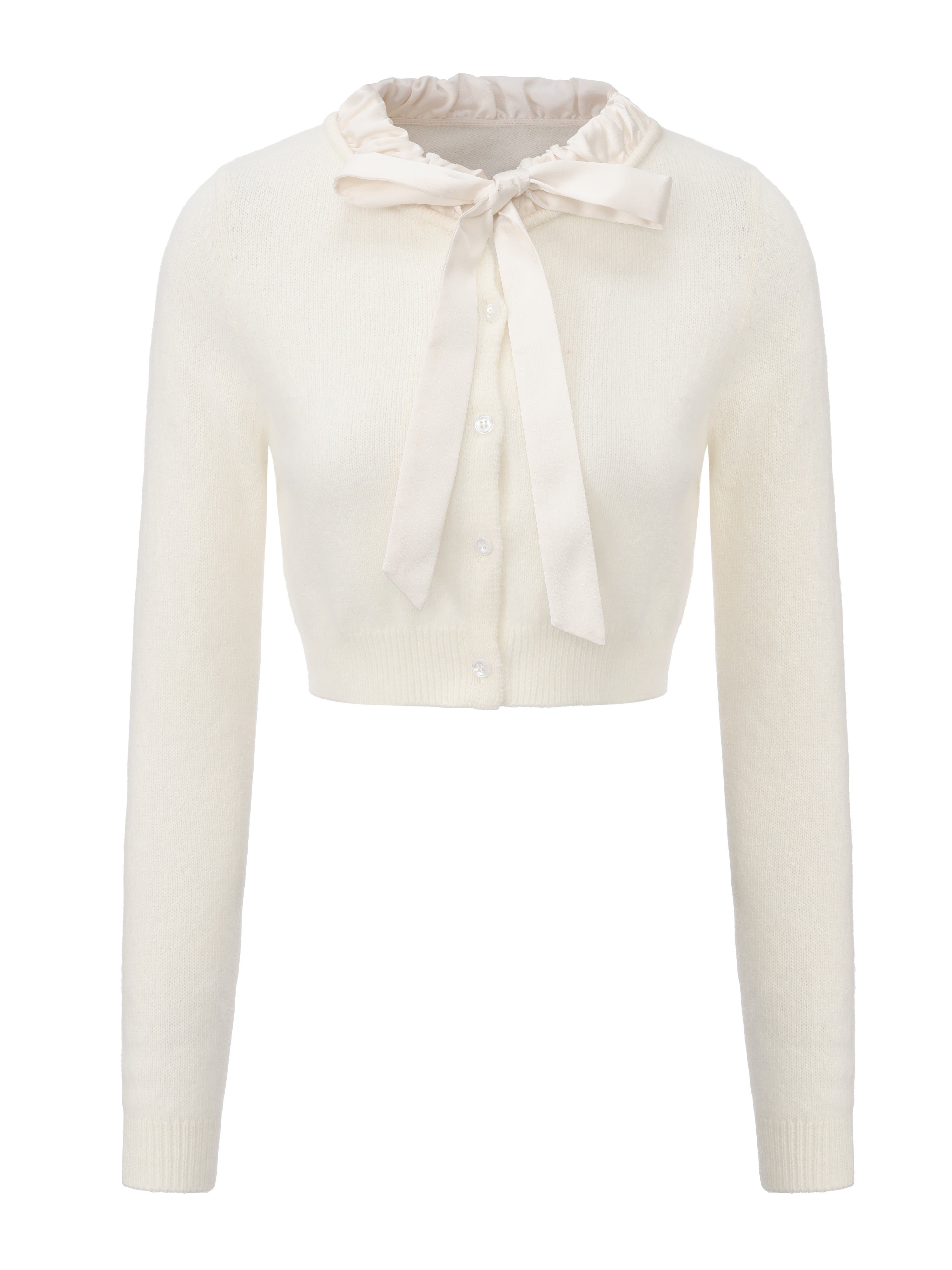 Loulou Bow-Collar White Cardigan