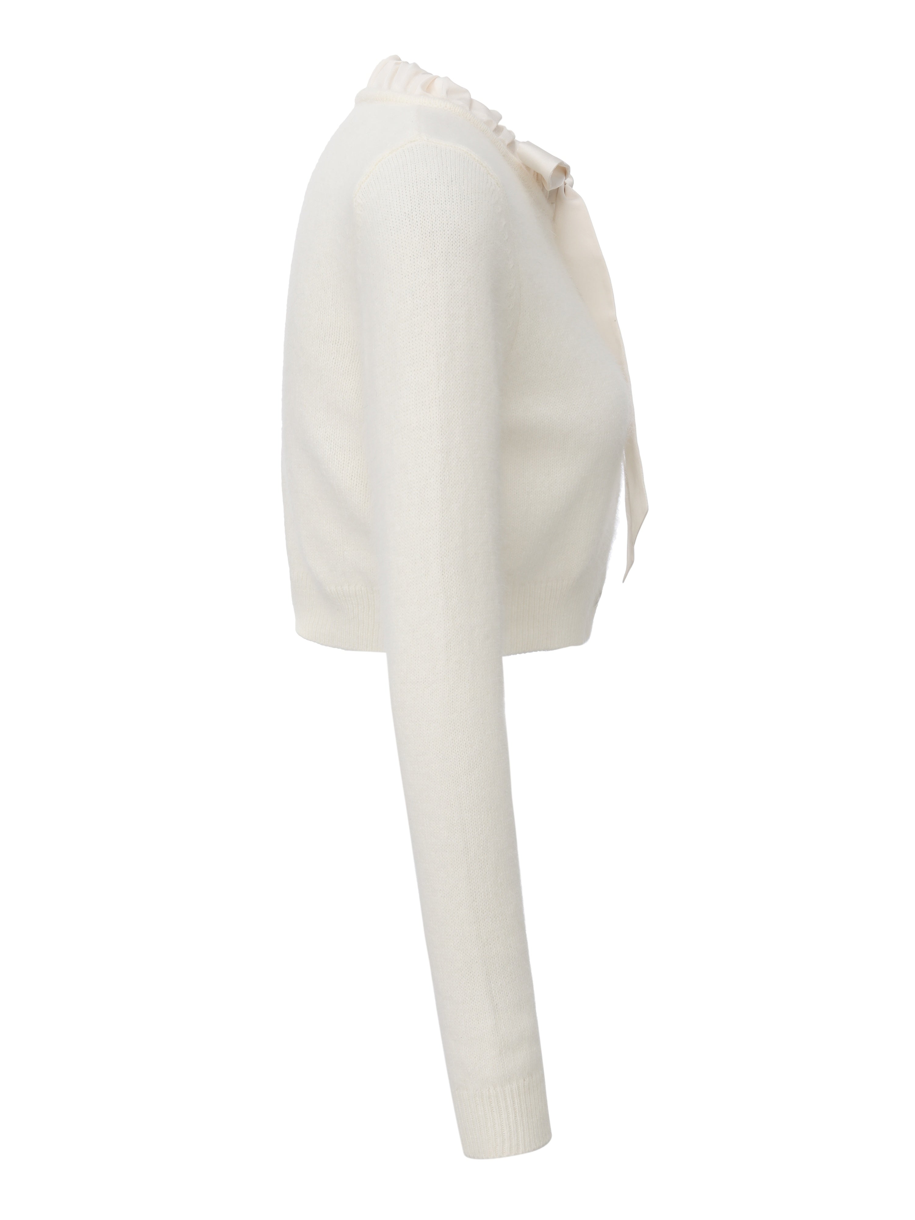 Loulou Bow-Collar White Cardigan