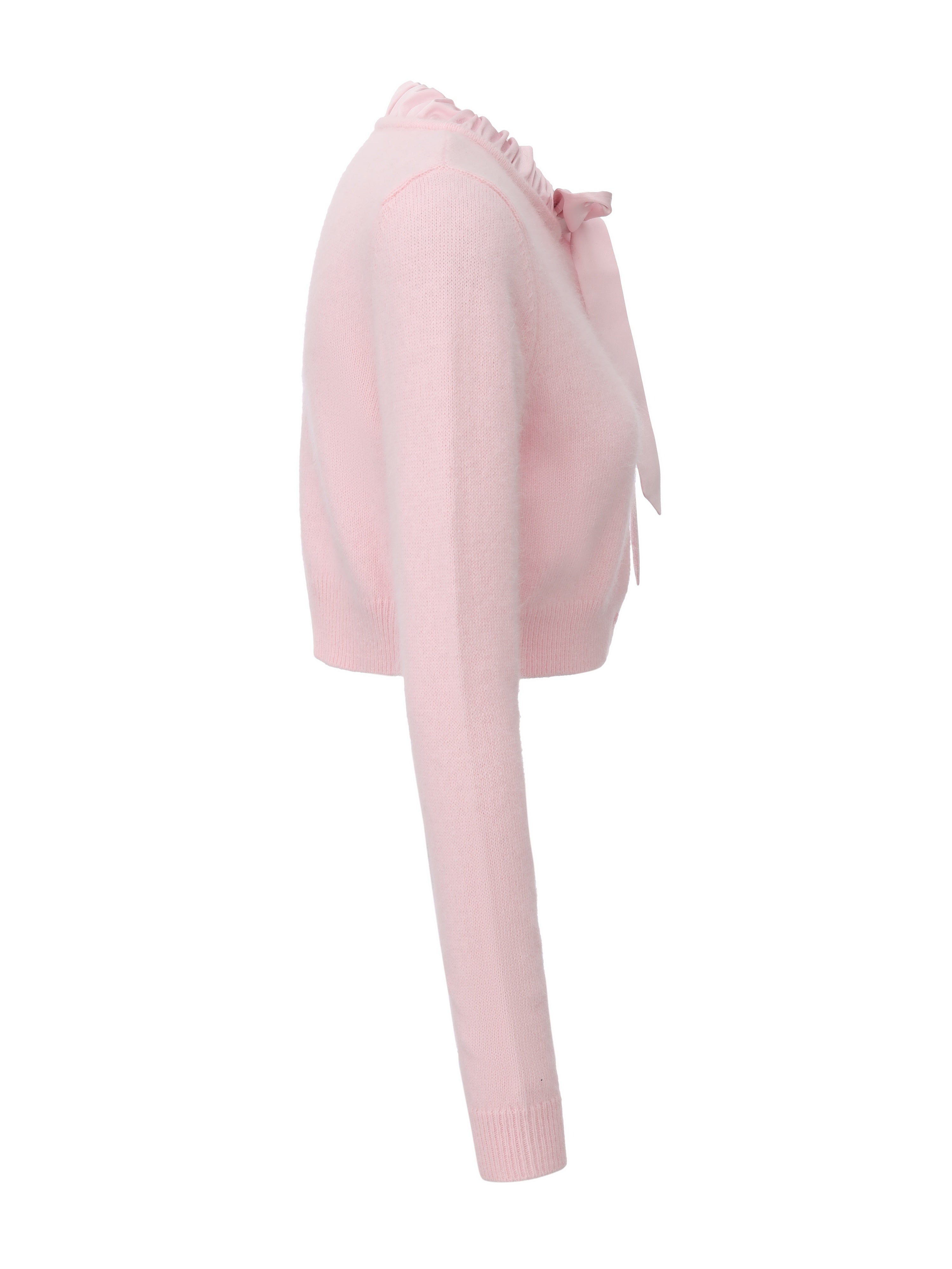 Loulou Bow-Collar Pink Cardigan