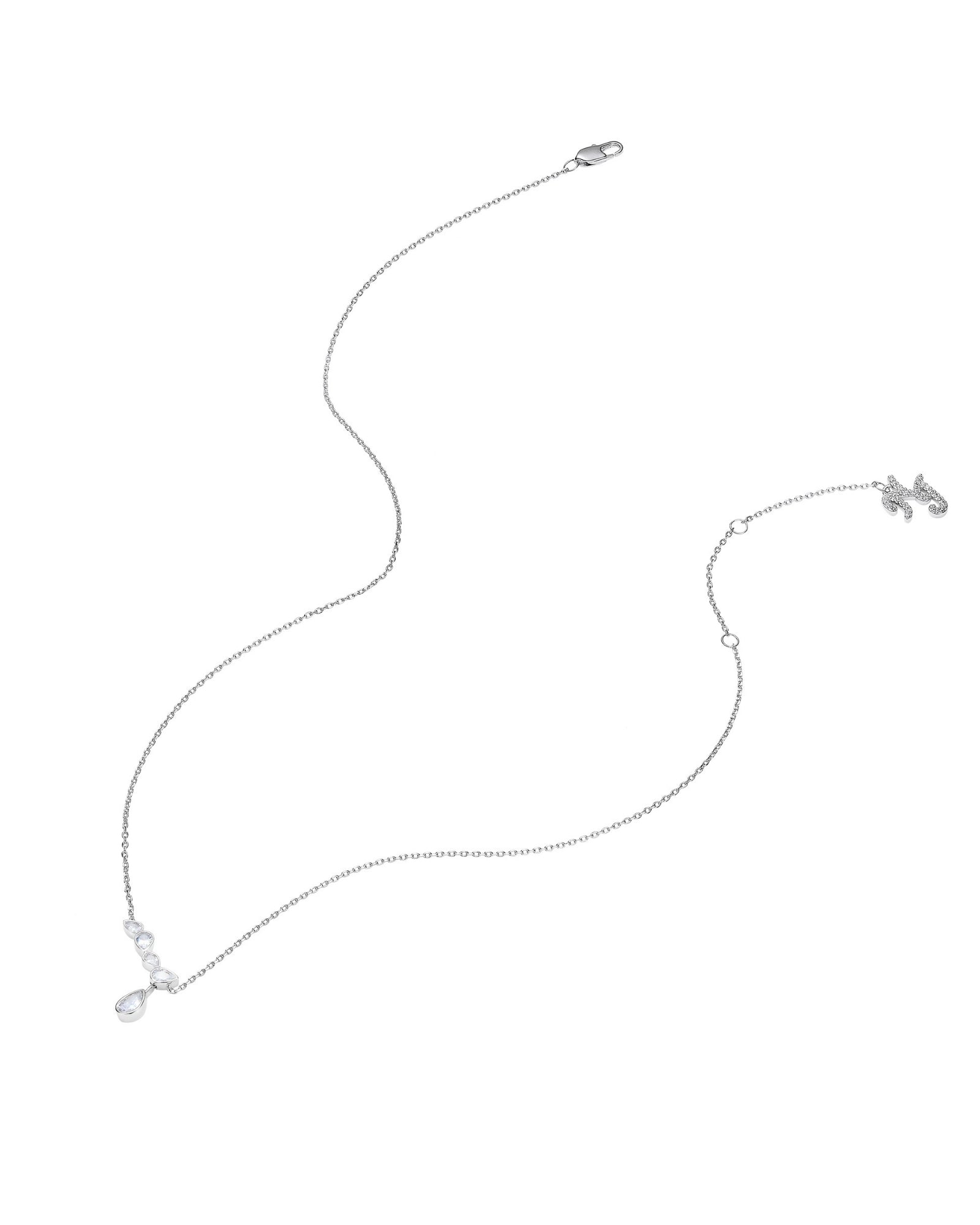 Silver necklace with a pendant on a white background