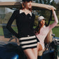 Tessa Striped Black Knit Dress