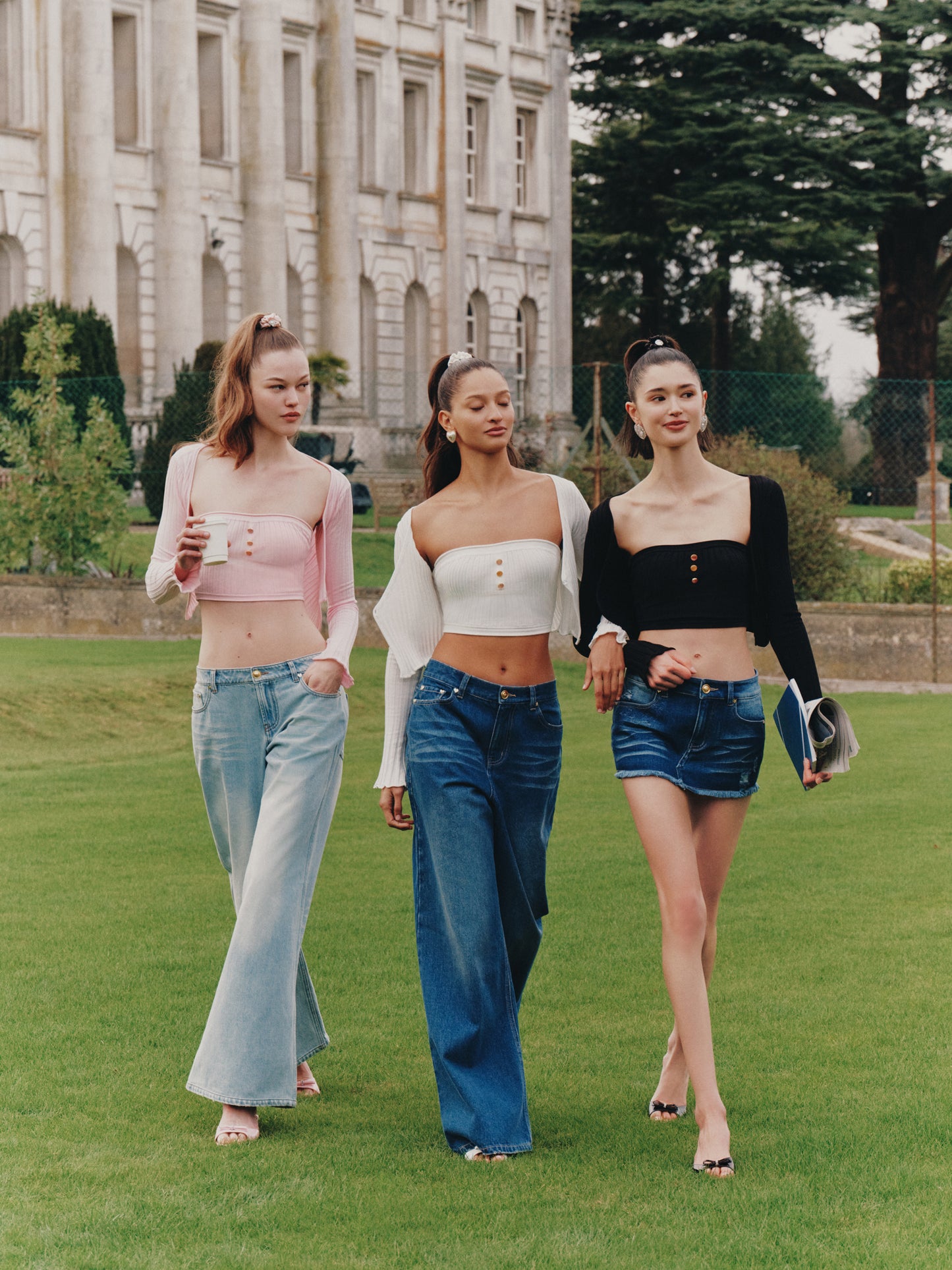 Jane Cropped Ribbed Pink Knit Cardigan