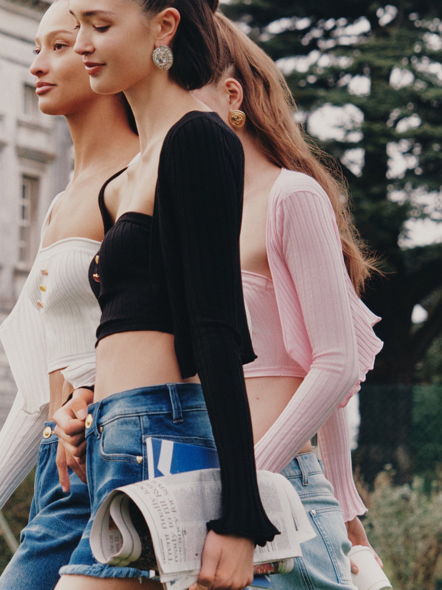 Jane Cropped Ribbed Black Knit Cardigan