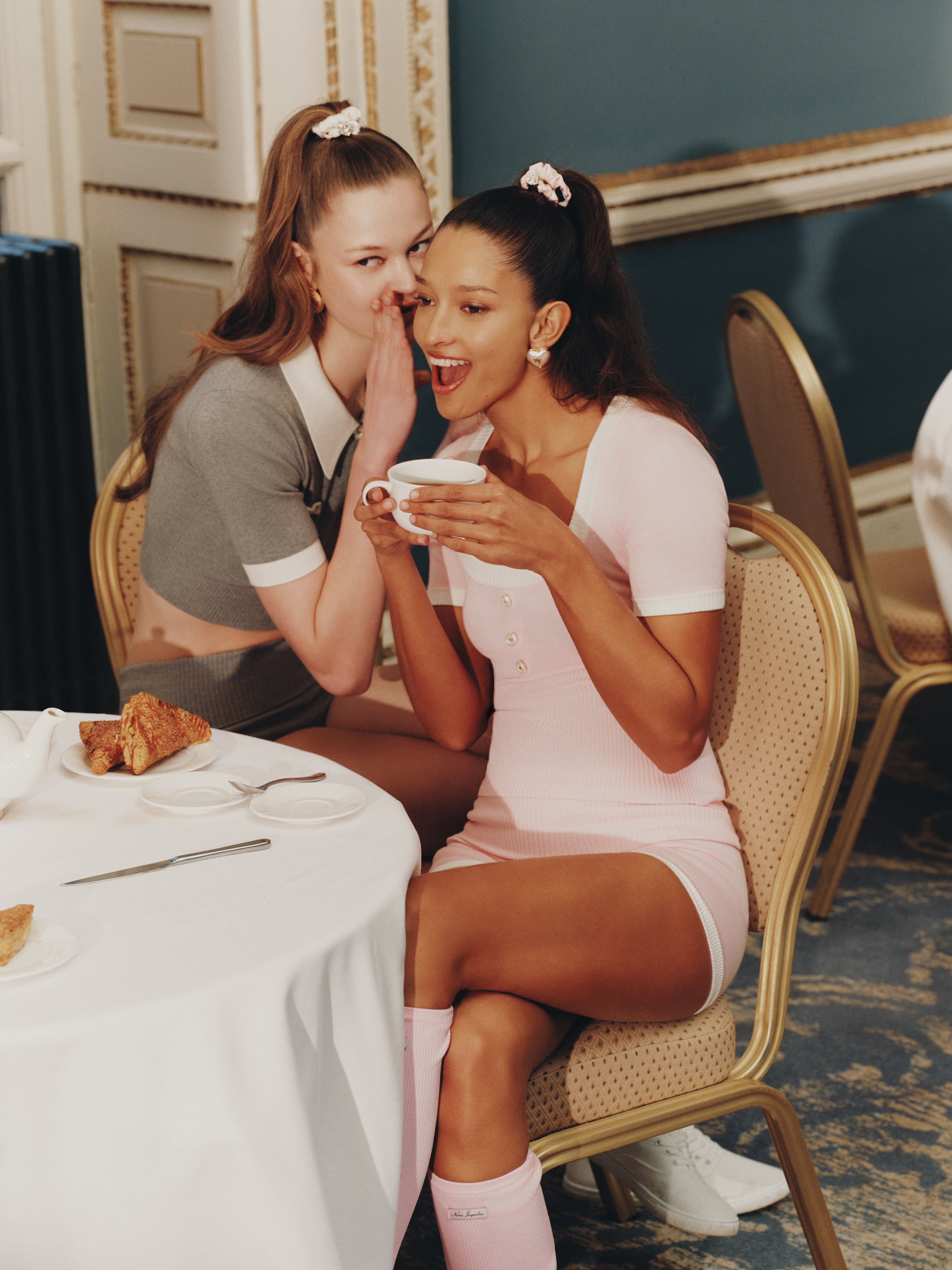 Millie Contrast-Trim Pink Knit Top